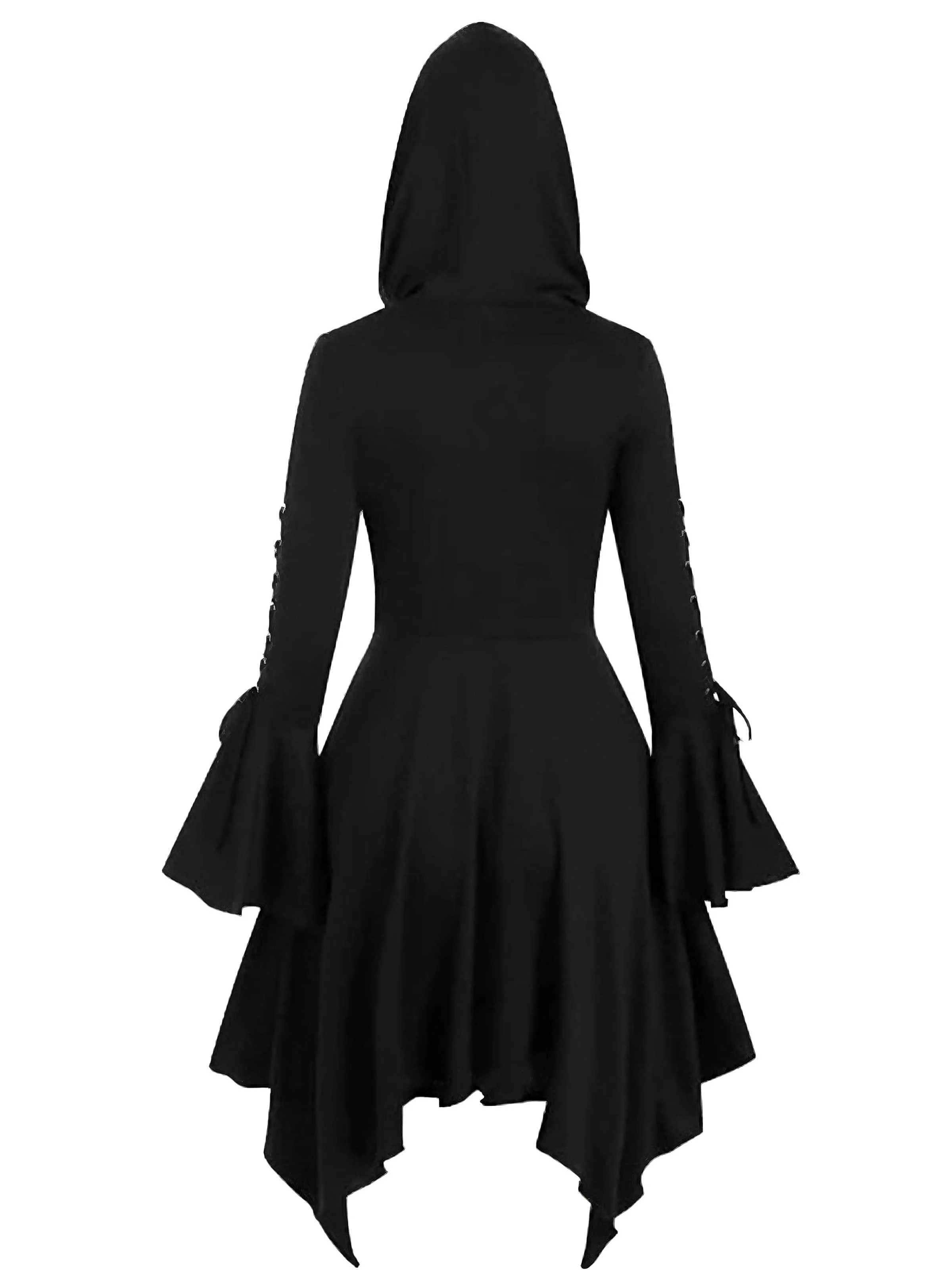 Purple 1980s Gothic Hooded Punk Long Jacket - Image 8