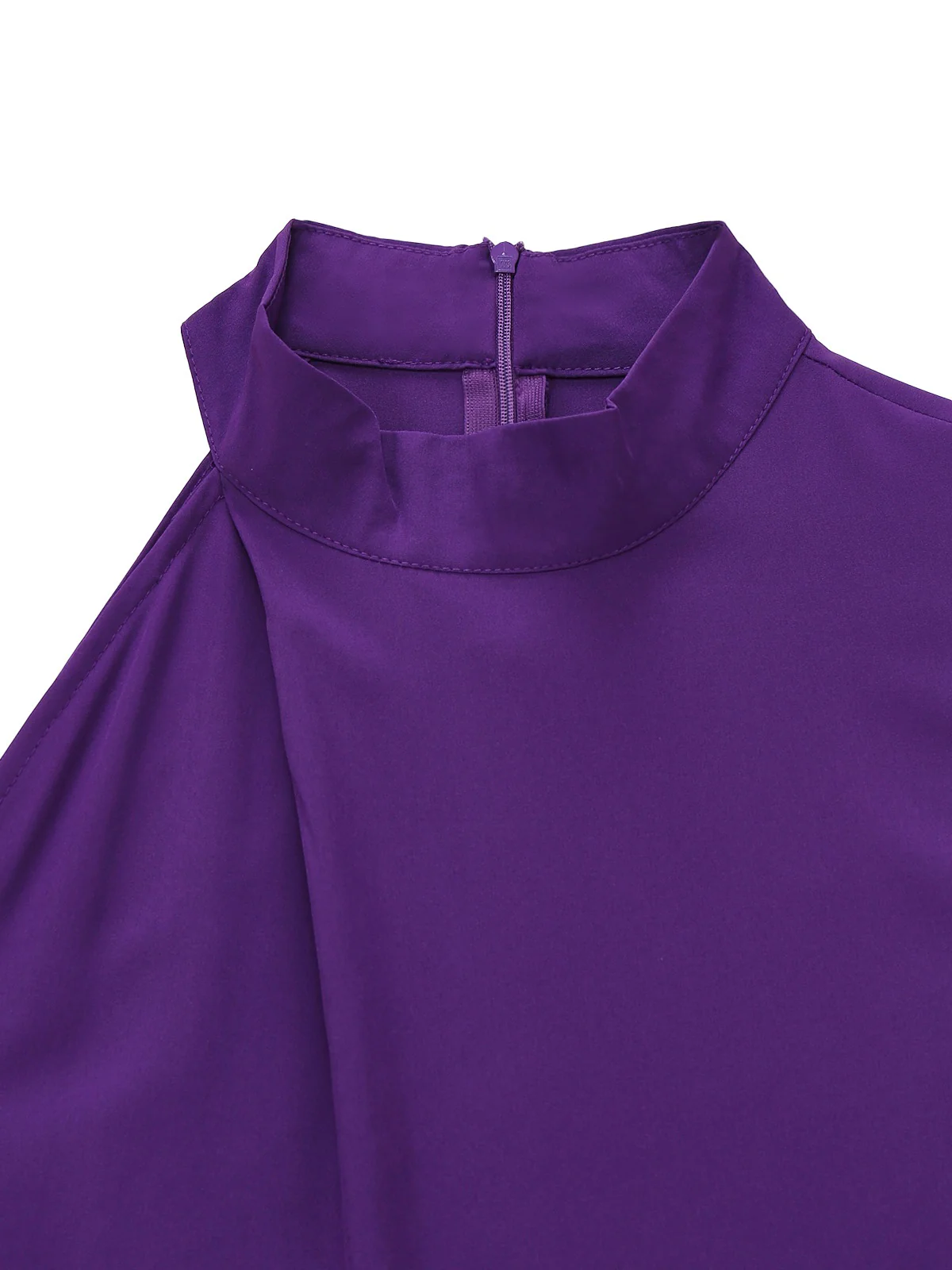 Purple 1980s Solid Irregular Sleeve Fitted Jumpsuit - Image 4