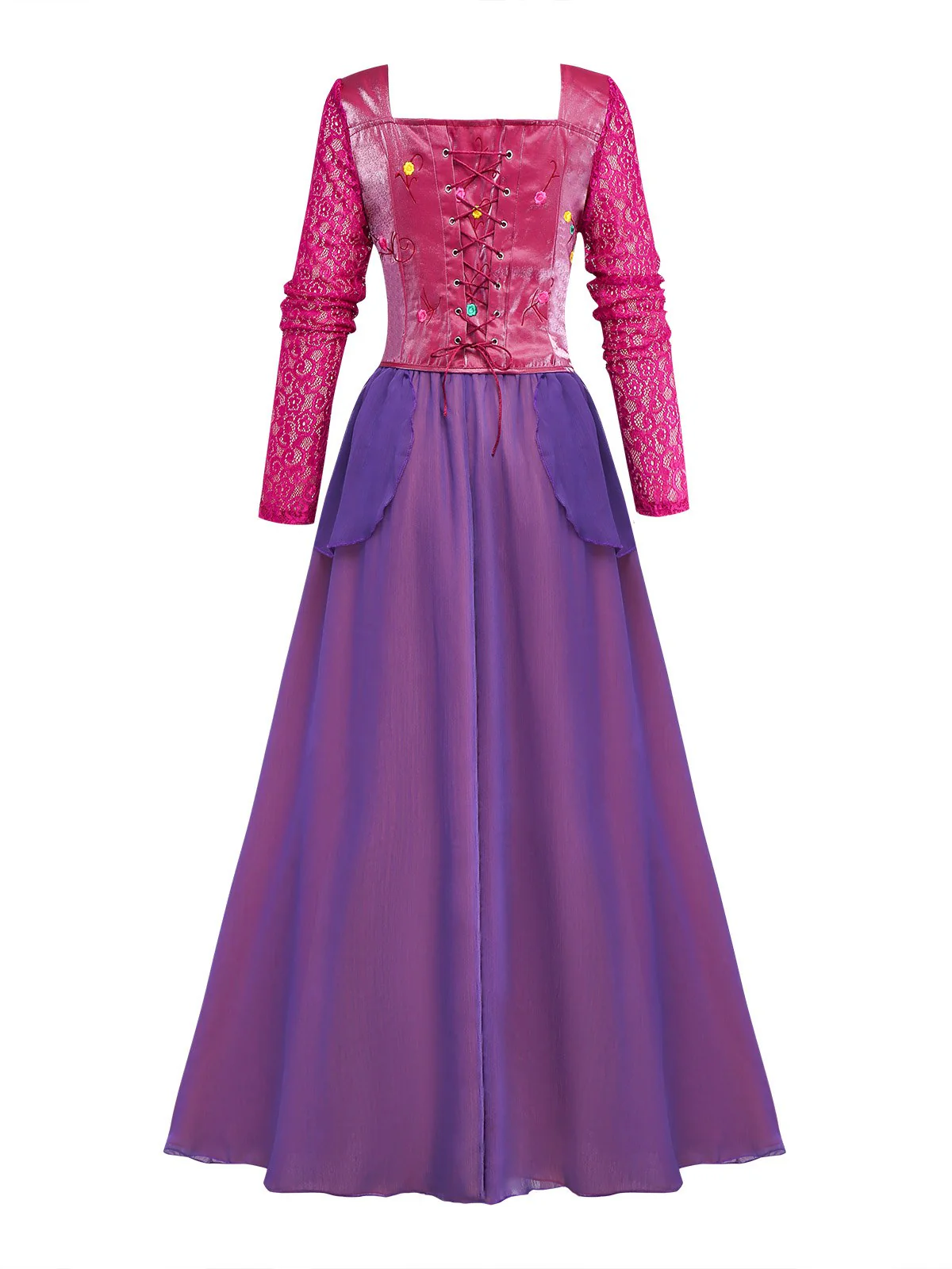 Purple 2PCS 1930s Hocus Pocus Lace Floral Top & Skirt - Image 2
