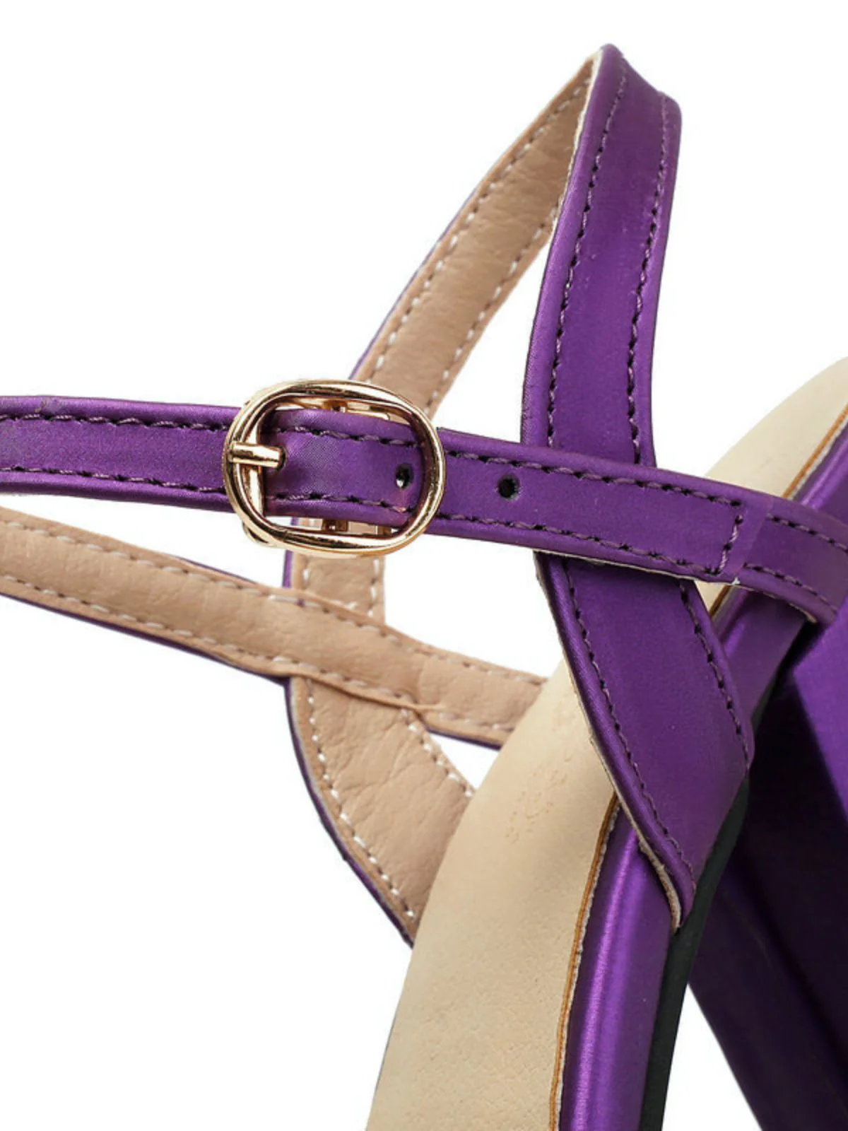 Purple Platform Open Toe Ankle Strap Block Heel Sandals - Image 6