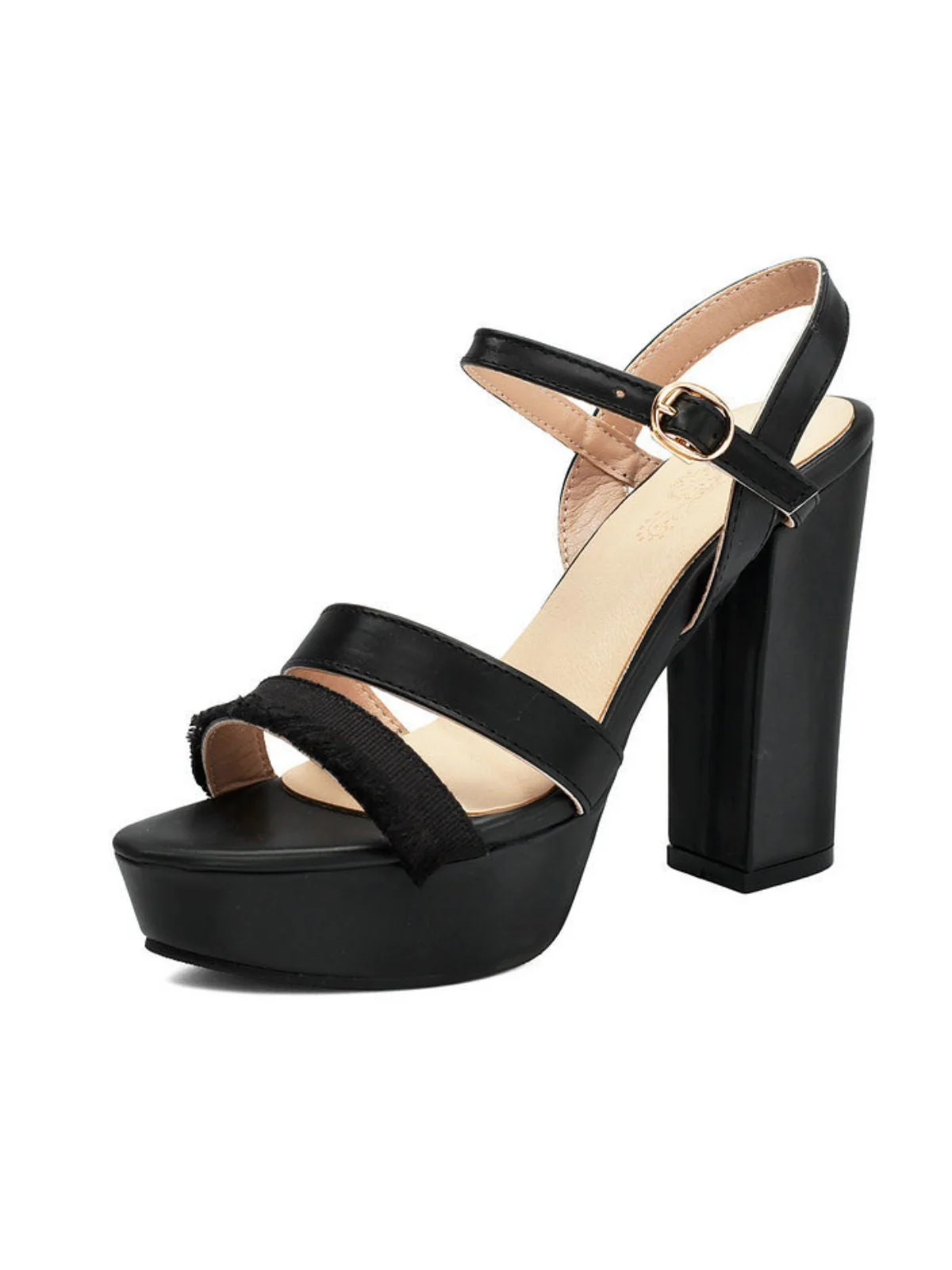 Purple Platform Open Toe Ankle Strap Block Heel Sandals - Image 7
