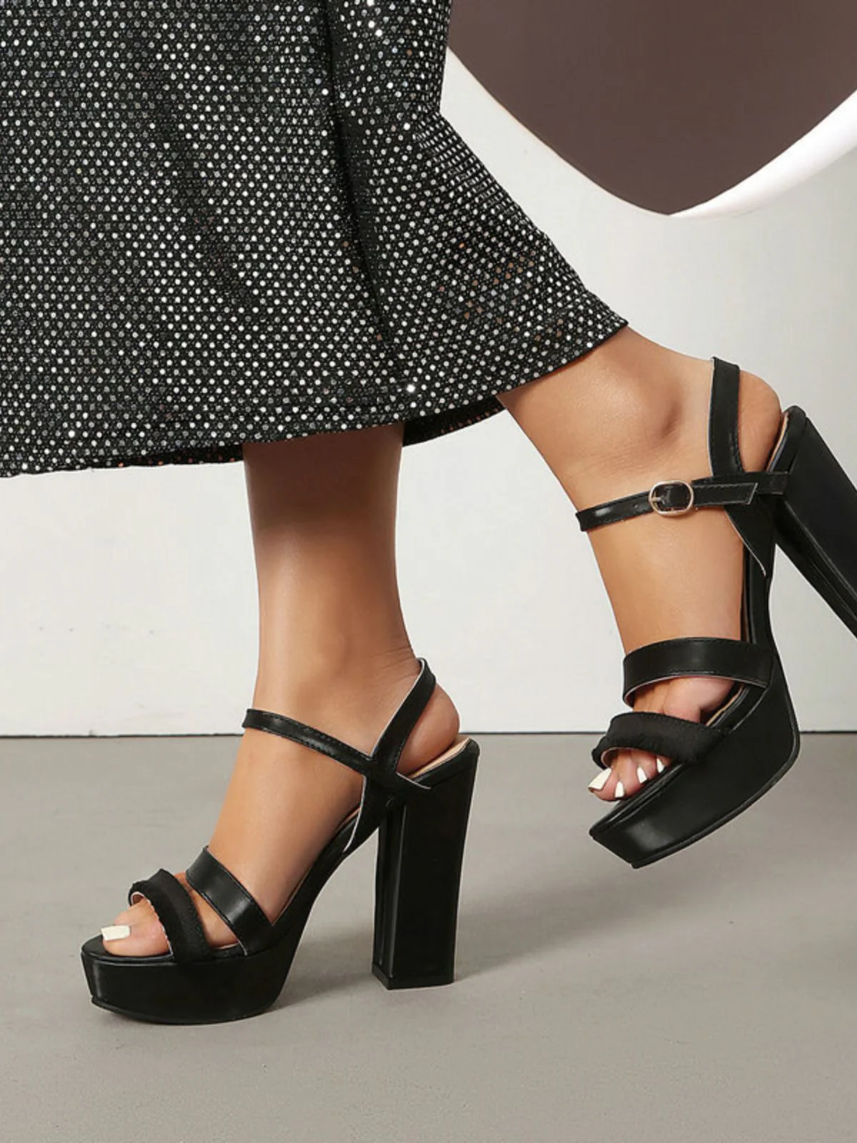 Purple Platform Open Toe Ankle Strap Block Heel Sandals - Image 8