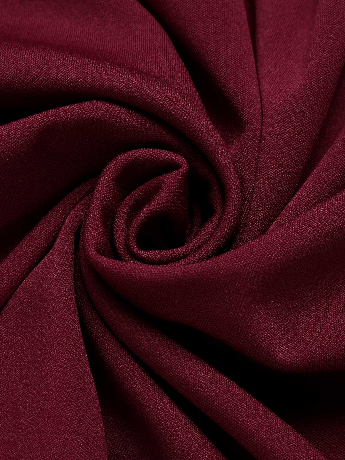 Purplish Red 1940s Solid Long Sleeved Lapel Dress - Image 6