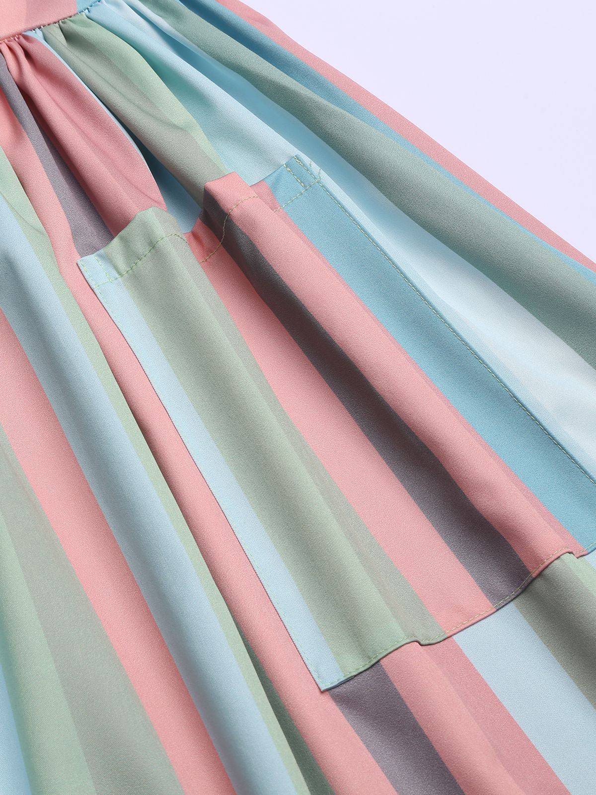 Rainbow 1950s Stripe Pocket Swing Dress - Image 7