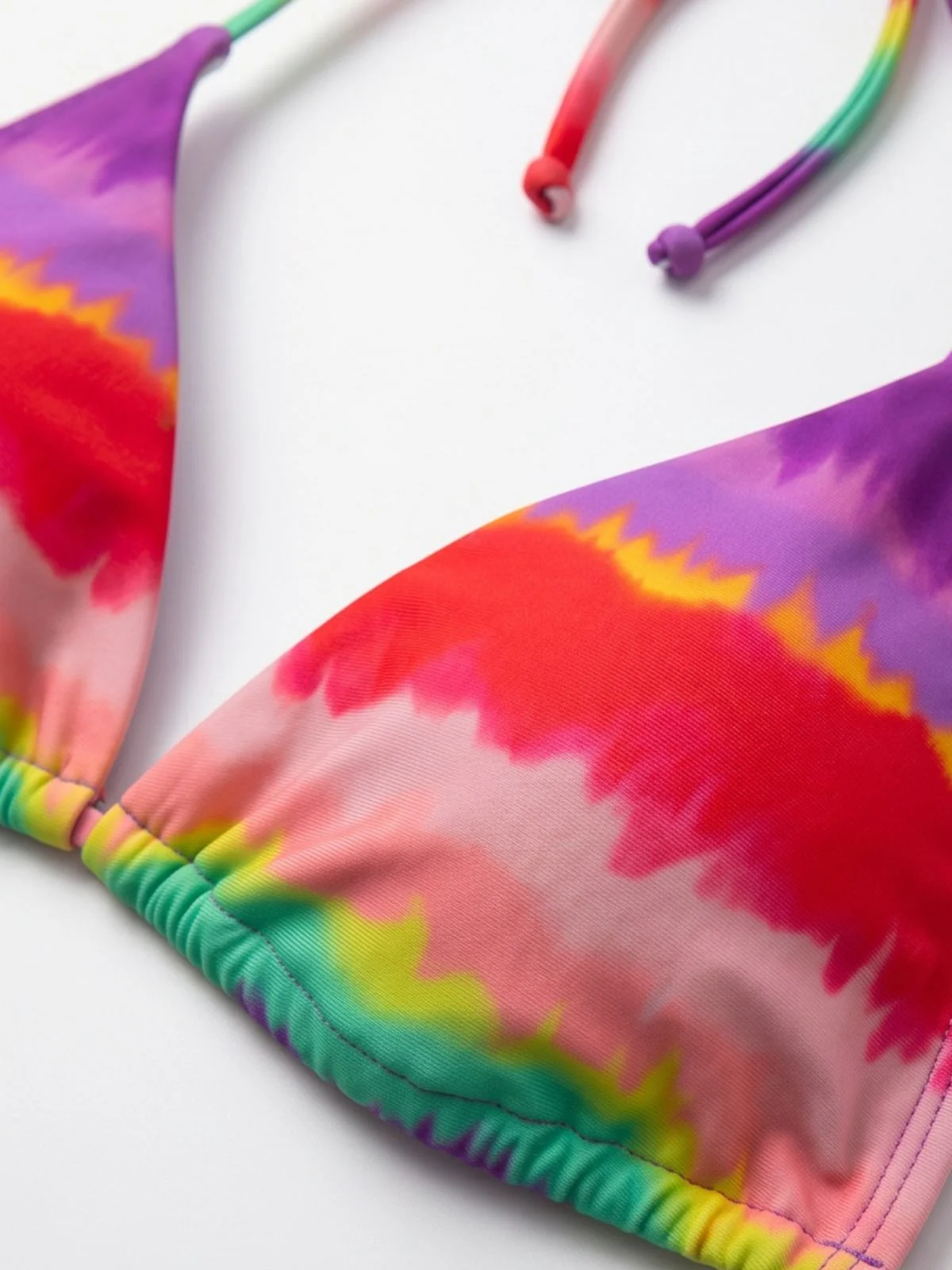 Rainbow 1980s Striped Backless Halter Bikini & High-Waist Shorts - Image 4