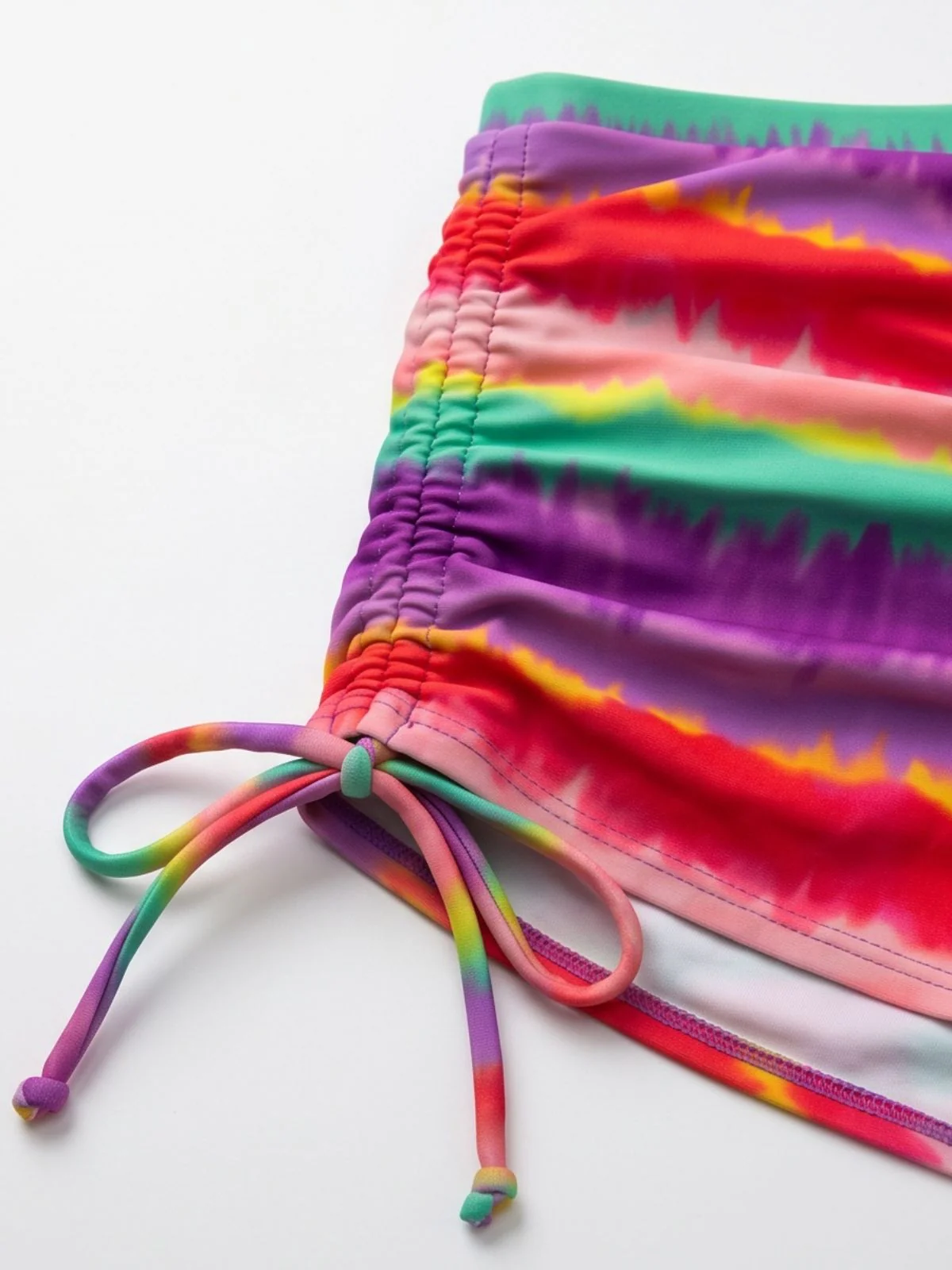 Rainbow 1980s Striped Backless Halter Bikini & High-Waist Shorts - Image 5