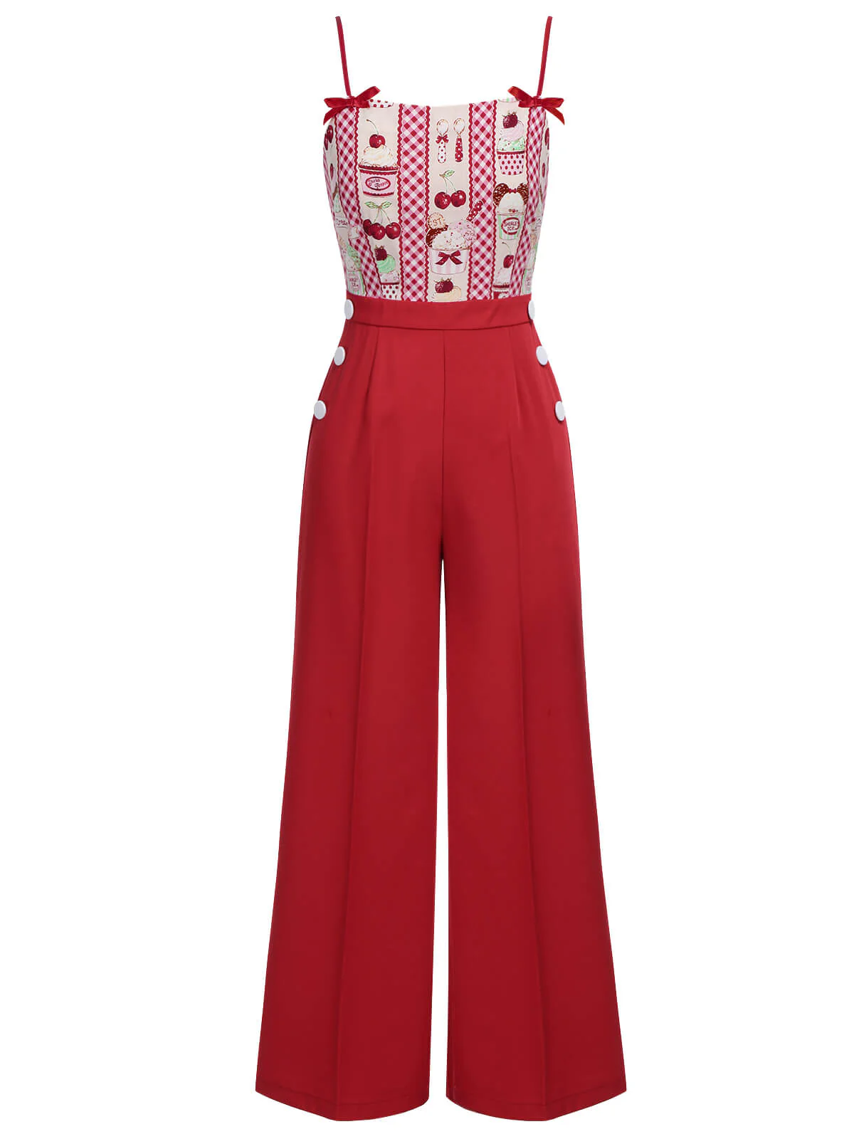 ‍Red 1930s Cherry Cupcake Strap Jumpsuit (75% off) - Image 2