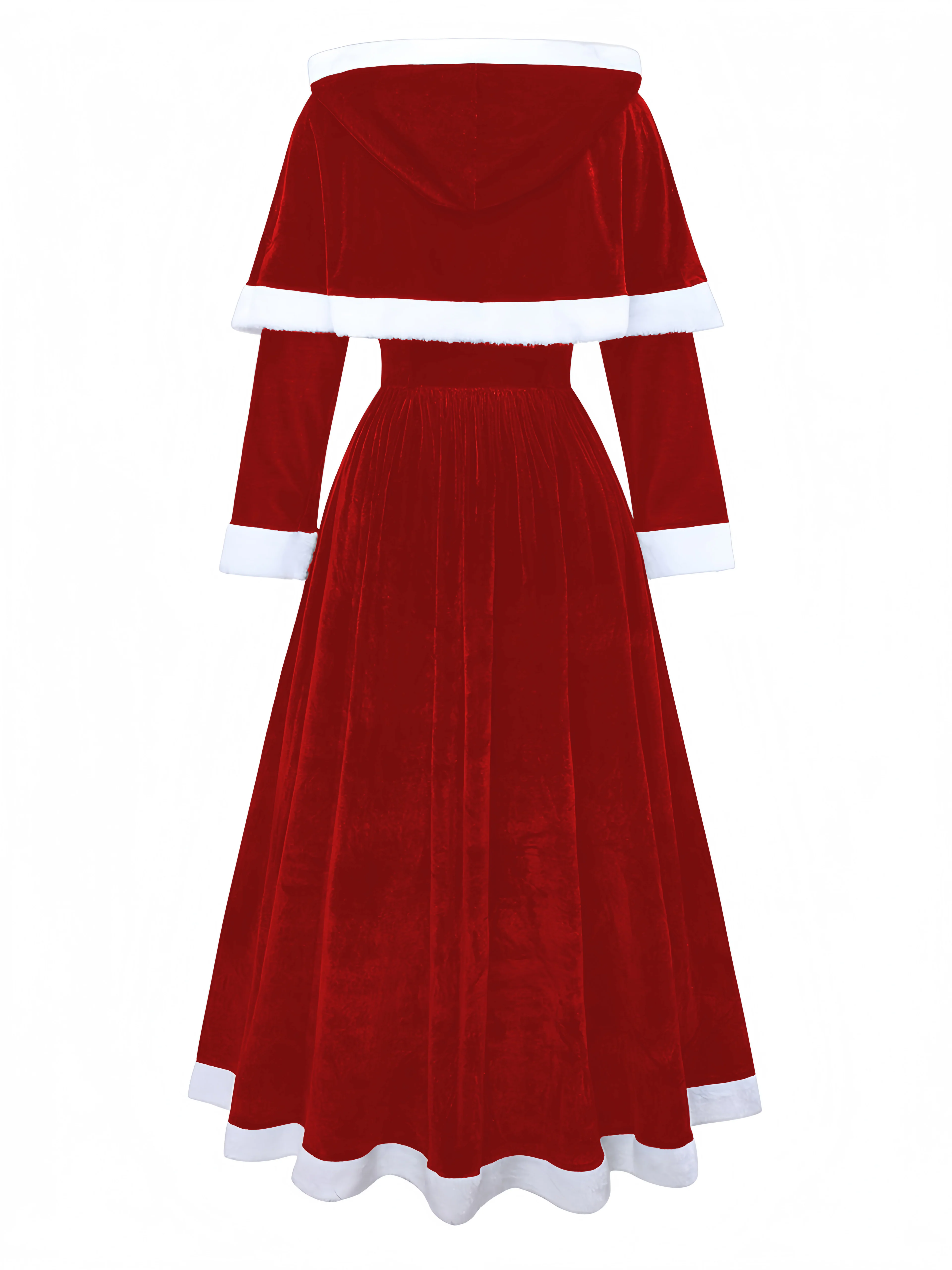 Green 1930s Christmas Mrs. Santa Claus Velvet Dress with Cape - Image 9