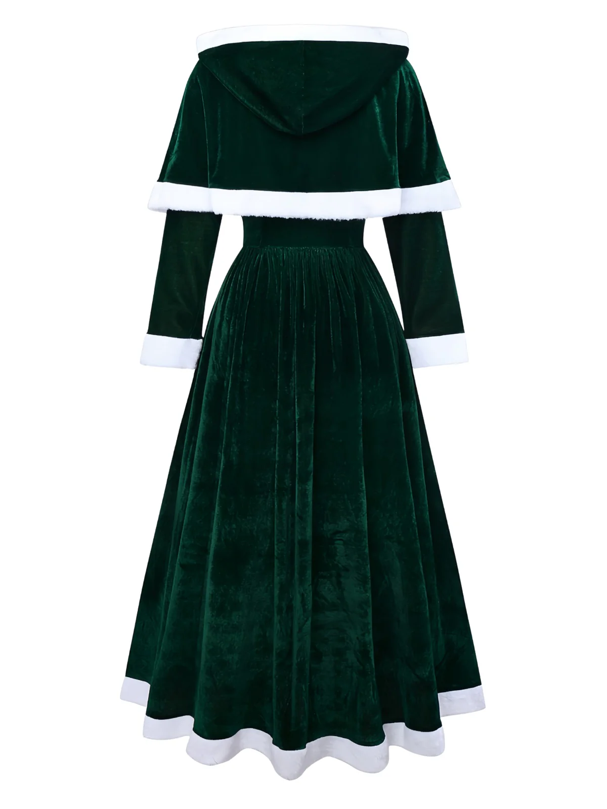 Green 1930s Christmas Mrs. Santa Claus Velvet Dress with Cape - Image 3