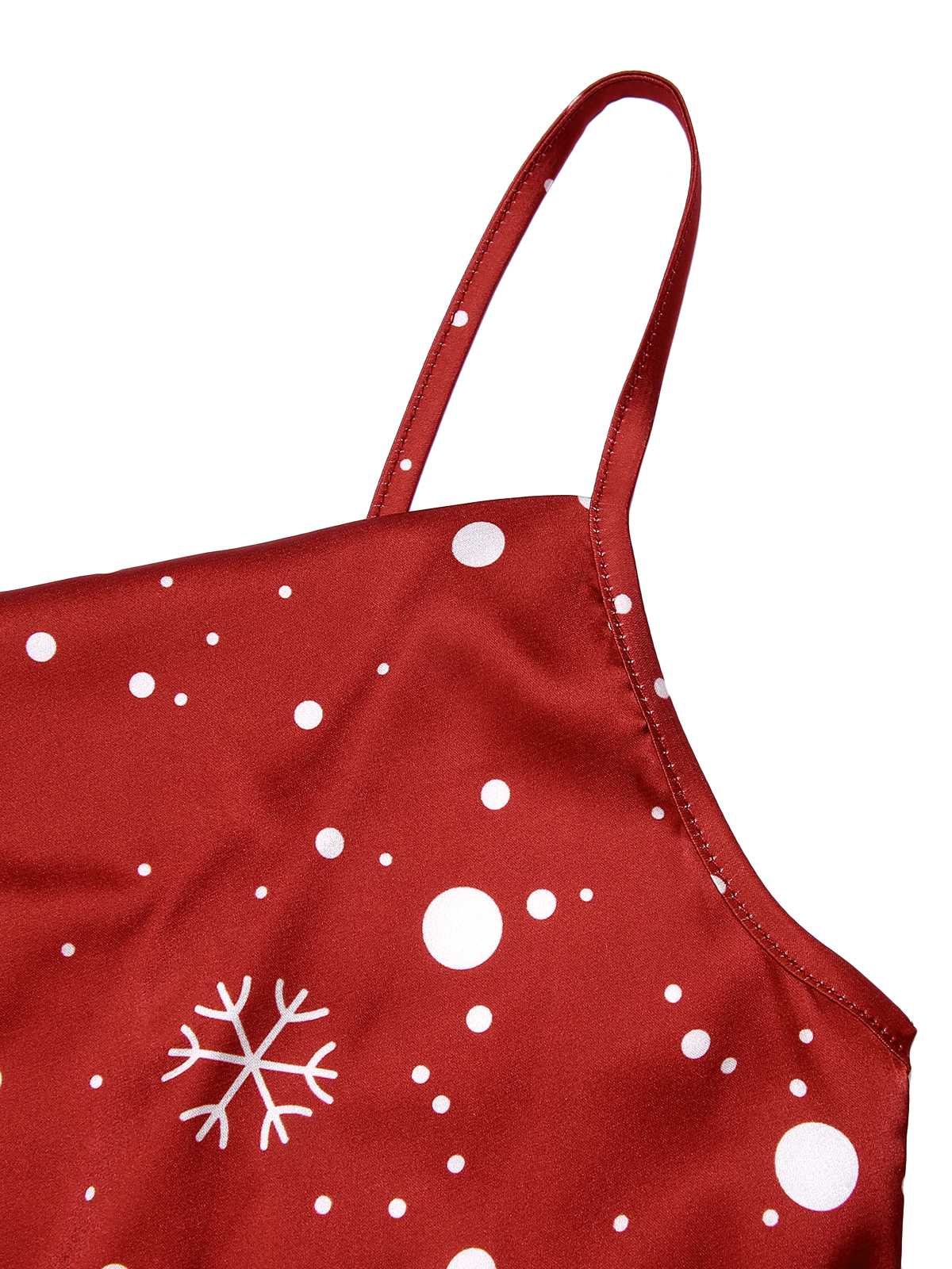 Red 1930s Christmas Strap Snowflake Mermaid Dress - Image 5