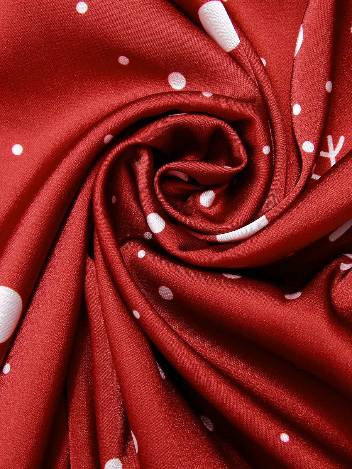 Red 1930s Christmas Strap Snowflake Mermaid Dress - Image 6