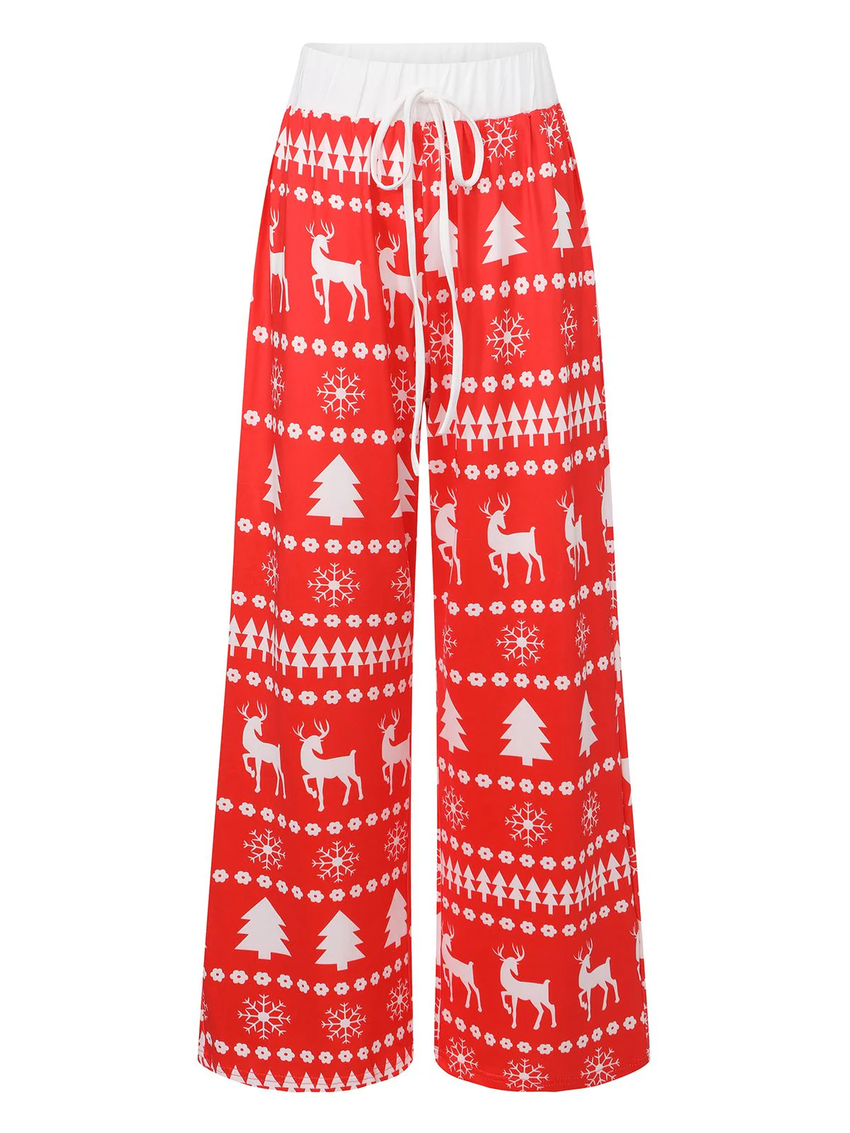 Red 1930s Christmas Tree Reindeer Pants - Image 2