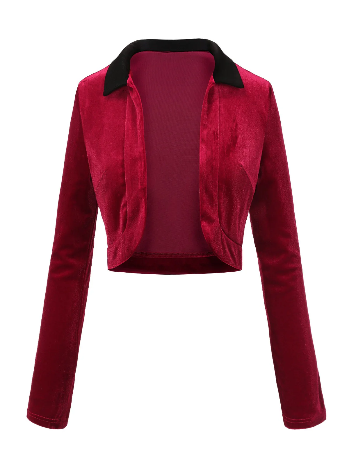 Red 1930s Contrast Lapel Velvet Bolero Jacket - Image 2