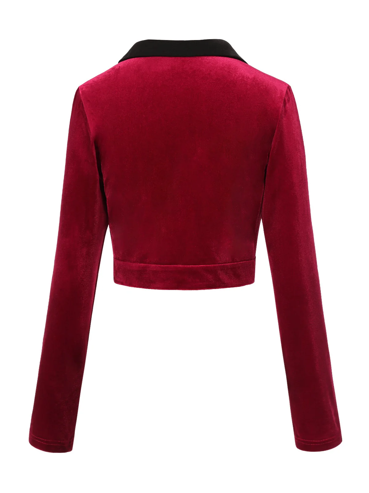 Red 1930s Contrast Lapel Velvet Bolero Jacket - Image 4