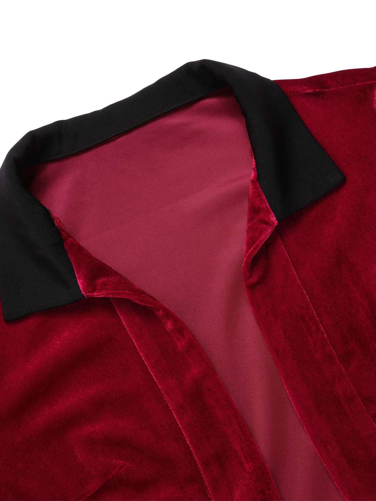 Red 1930s Contrast Lapel Velvet Bolero Jacket - Image 5