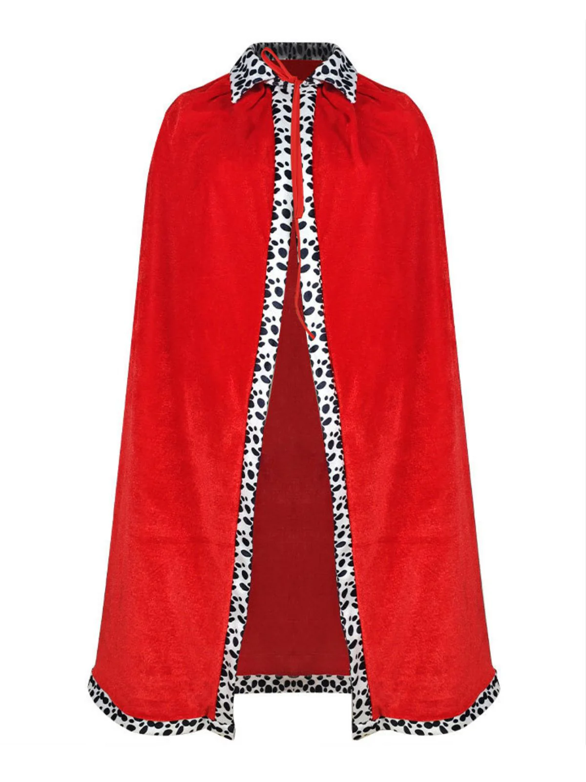 Red 1930s Cruella Dalmatian Trimmed Tie Neck Cape - Image 2