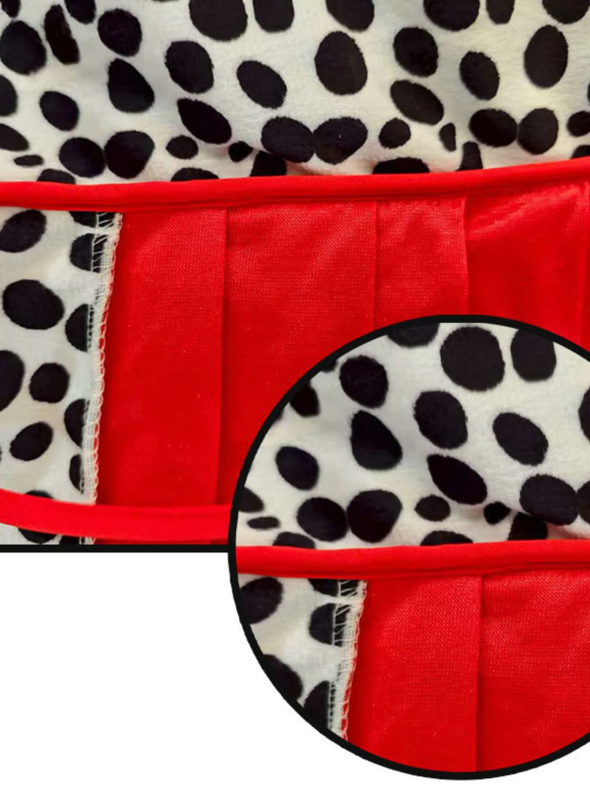 Red 1930s Cruella Dalmatian Trimmed Tie Neck Cape - Image 4