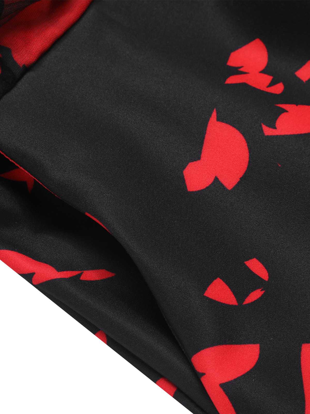 Red 1930s Halloween V-Neck Bat Jumpsuit - Image 5