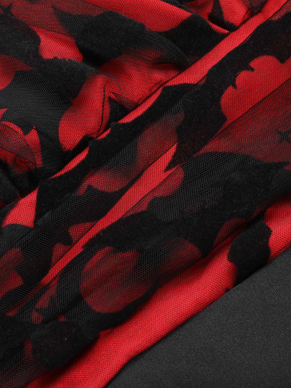Red 1930s Halloween V-Neck Bat Jumpsuit - Image 6