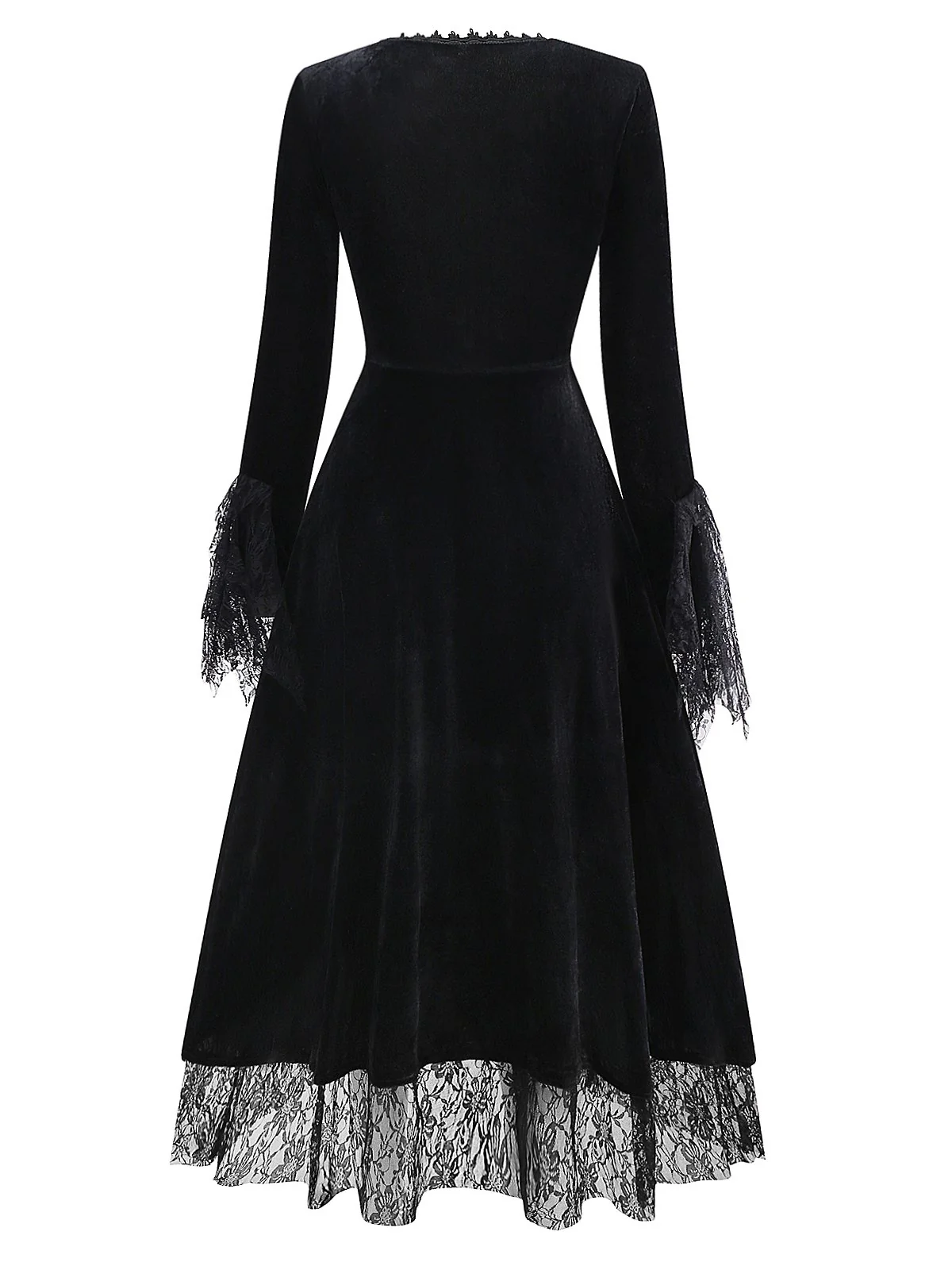 Red 1930s Halloween Vampire Queen Lace-Up Dress - Image 2