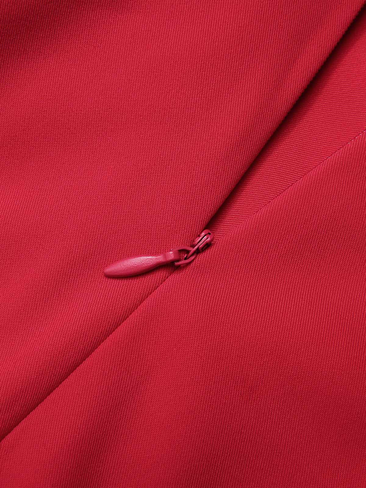 Red 1930s Halter Deep V-Neck Roses Jumpsuit - Image 6