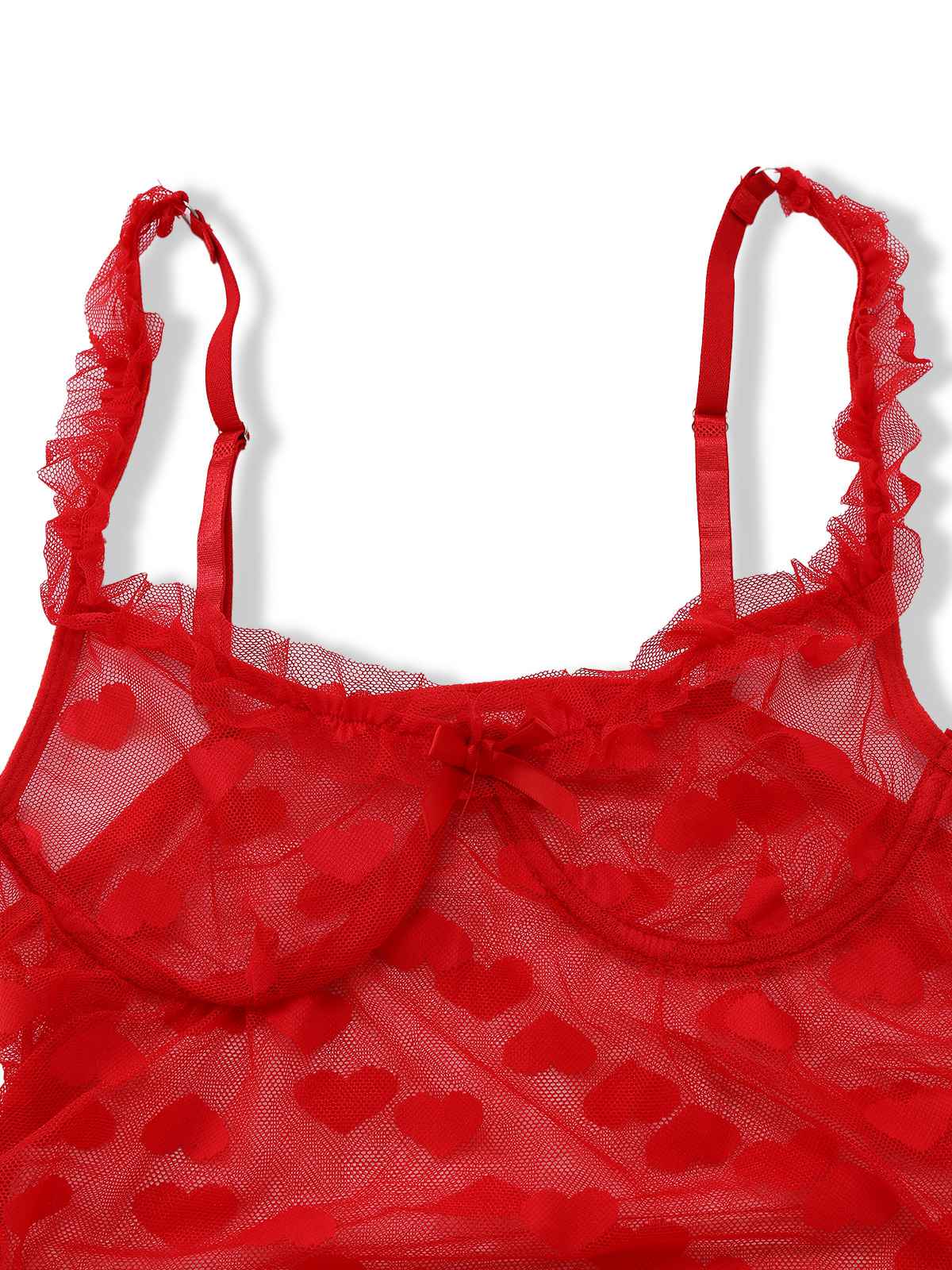 Red 1930s Heart Mesh Strap Nightdress - Image 4