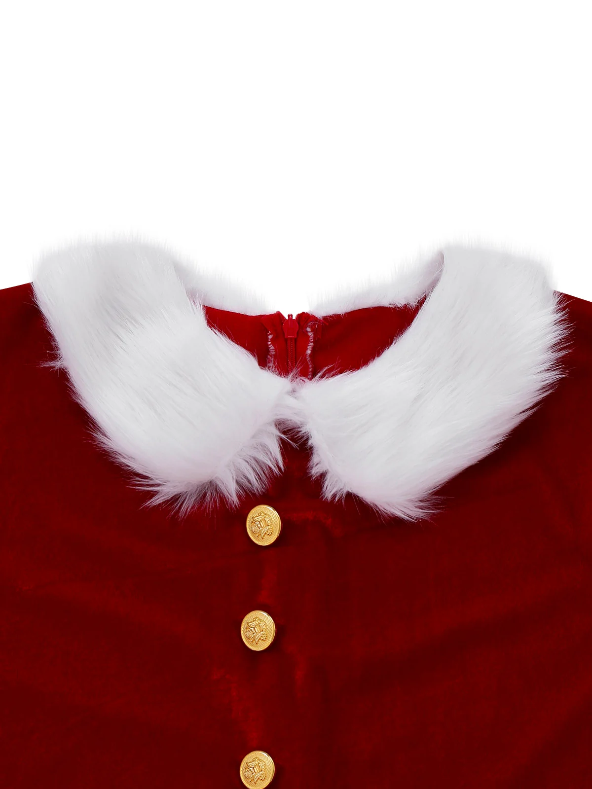Red 1930s Mrs. Claus Costume Velvet Dress Set - Image 4