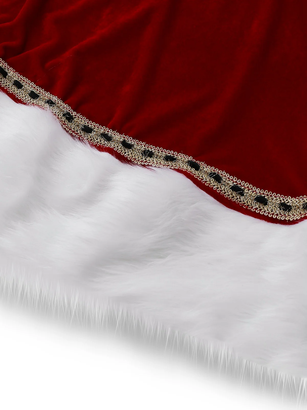 Red 1930s Mrs. Claus Costume Velvet Dress Set - Image 6