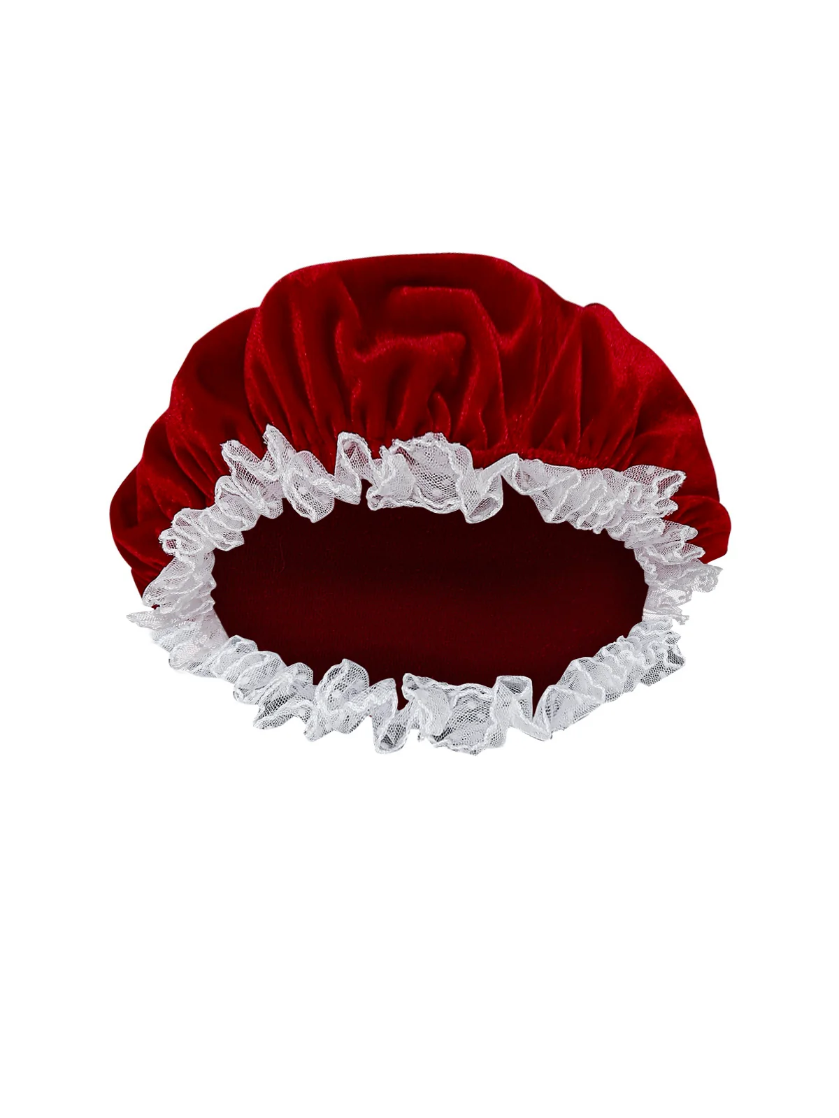 Red 1930s Mrs. Claus Costume Velvet Dress Set - Image 8