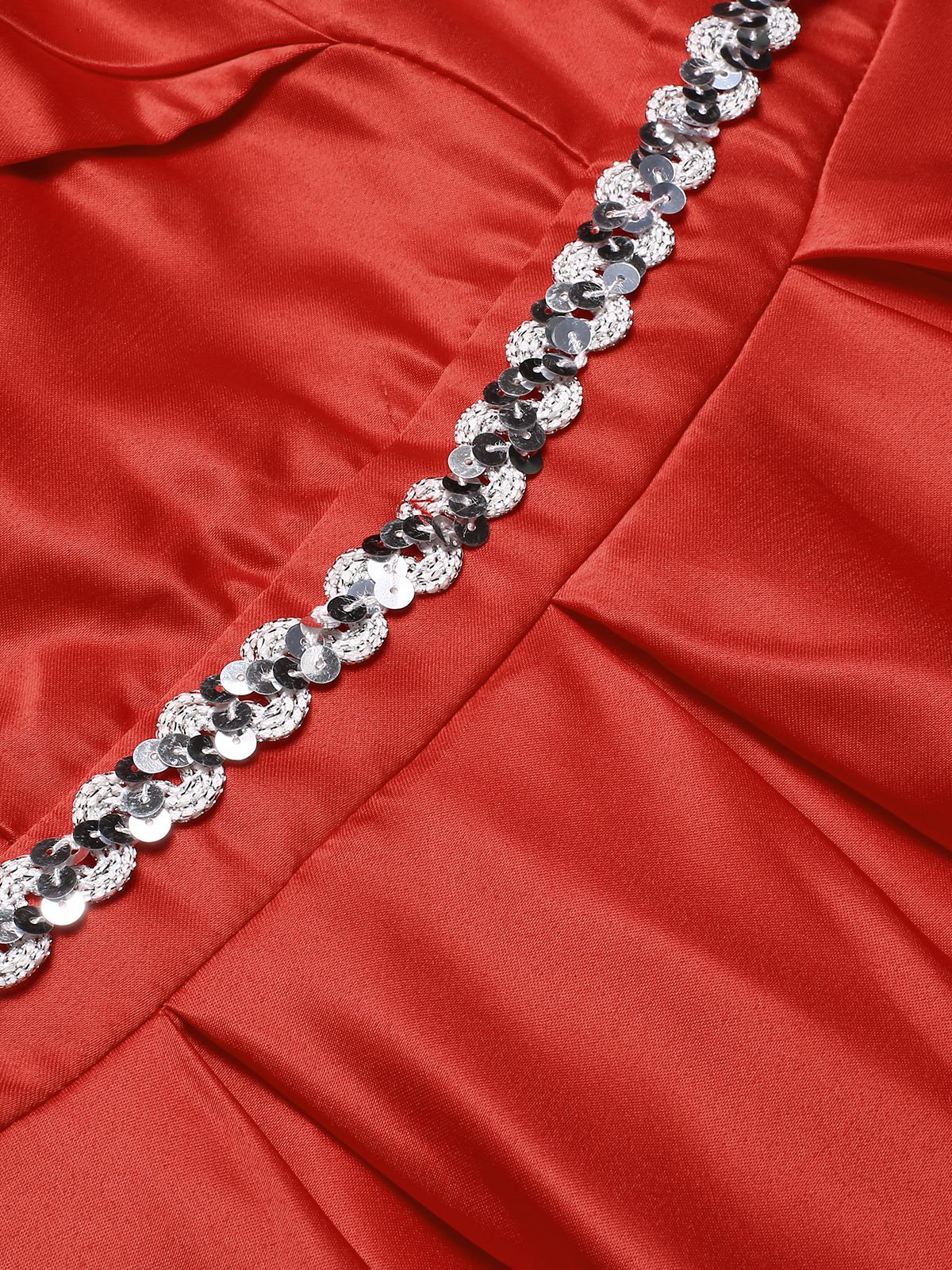 Red 1930s Off-Shoulder Maxi Evening Dress - Image 5