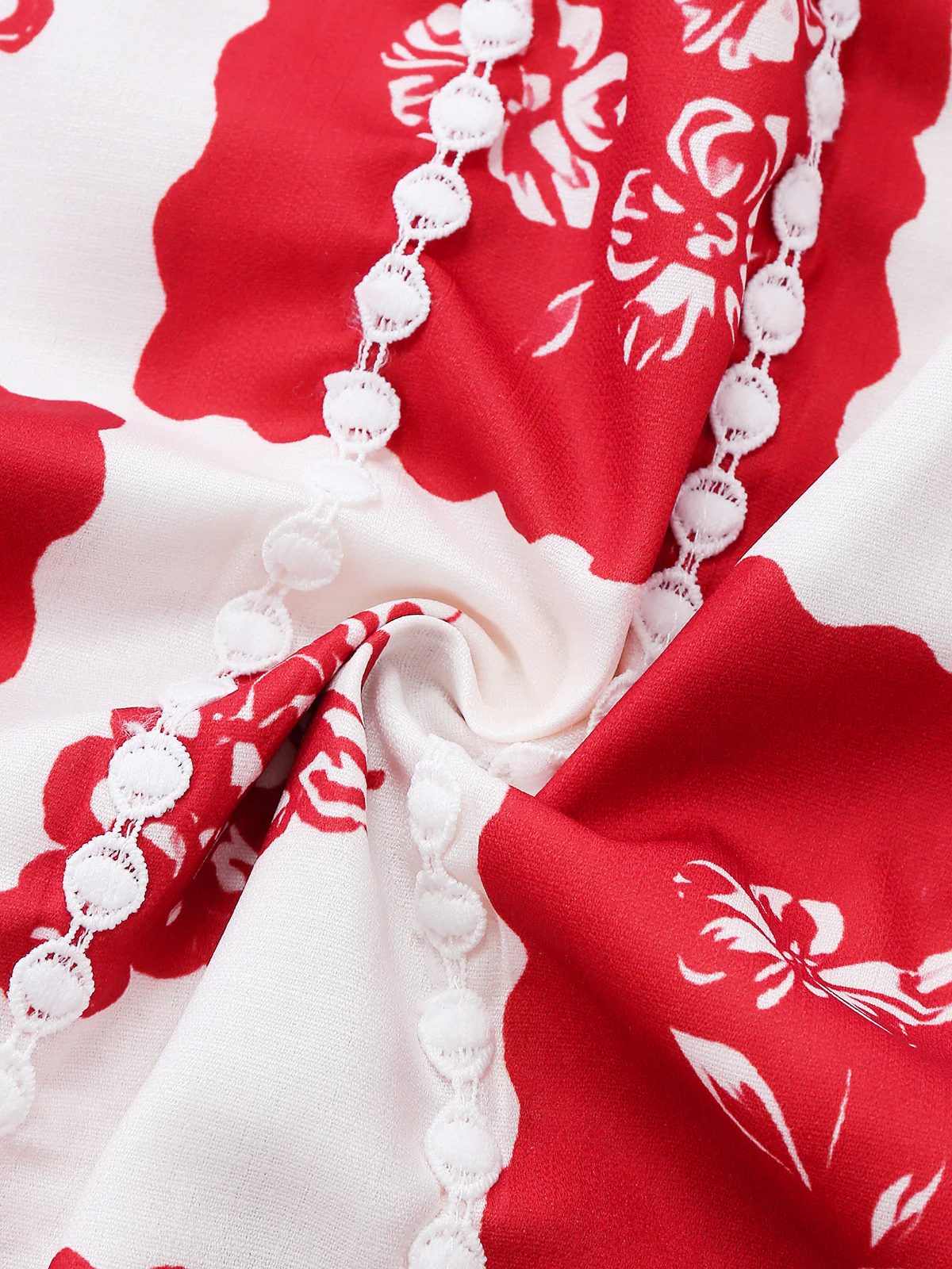 Red 1930s Plaid Floral & Fruit Print Spaghetti Strap Dress - Image 6
