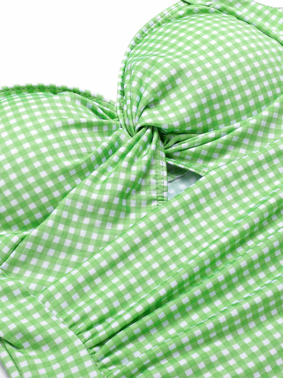 Blue Green 1930s Plaid Halter One-Piece Swimsuit - Image 7