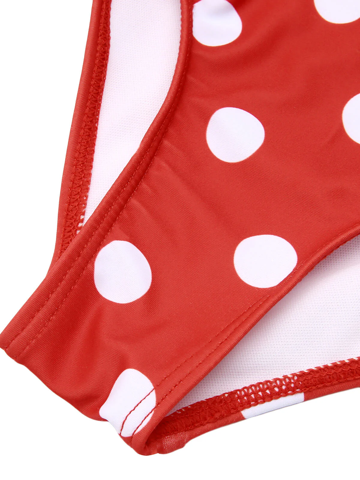 Red 1930s Polka Dot V-Neck Swimsuit - Image 7