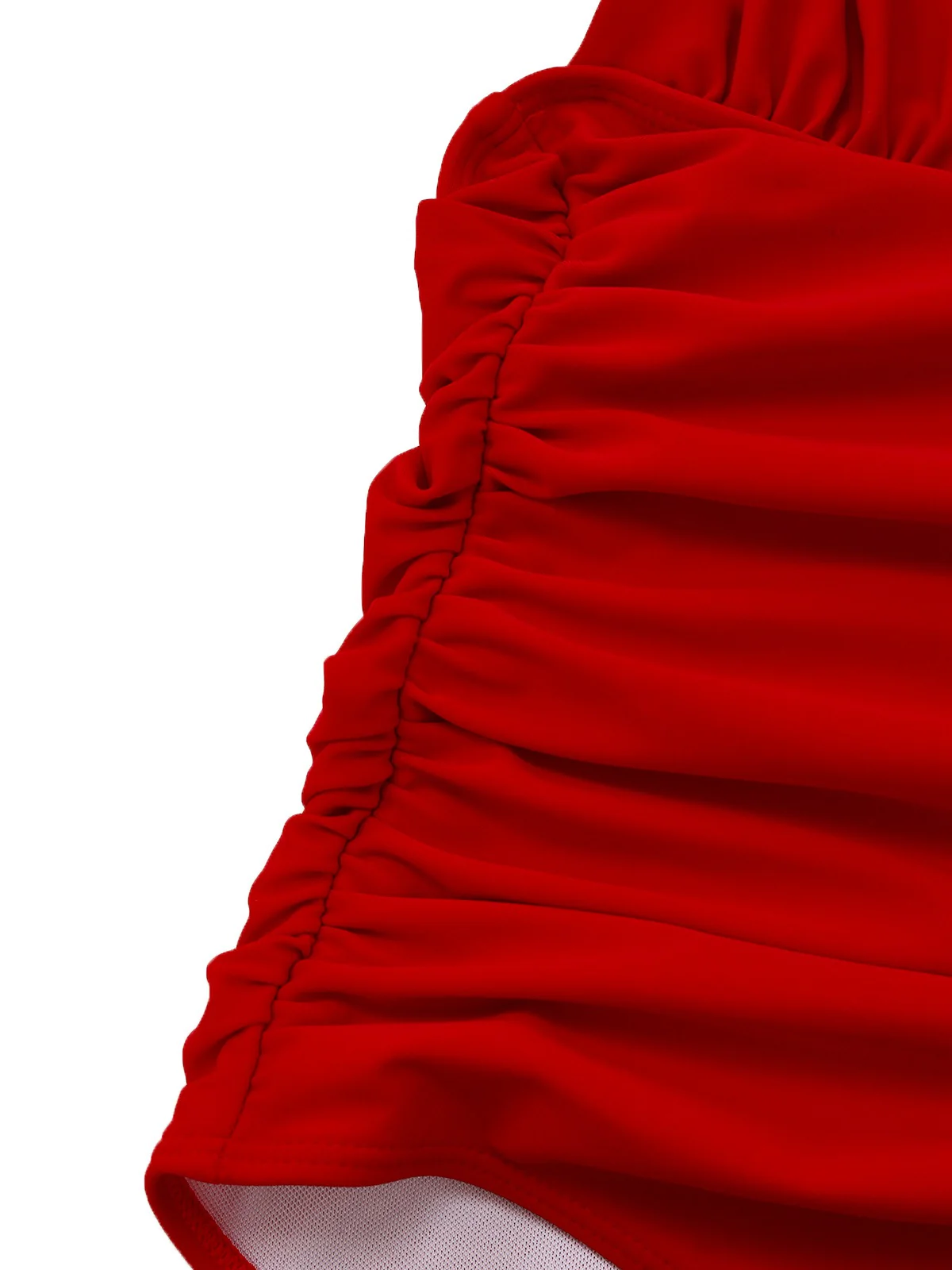 Red 1930s Ruched Halter Hollow One-Piece Swimsuit - Image 4