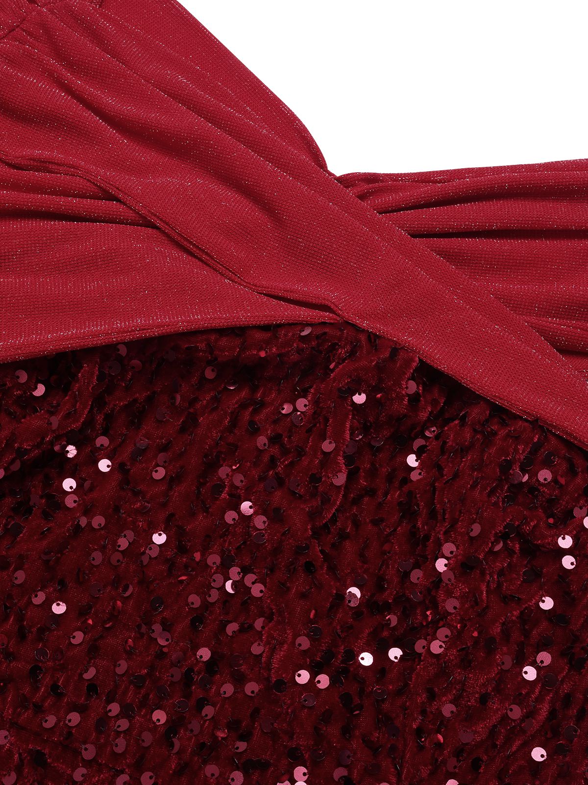 Red 1930s Sequined Off-Shoulder Dress - Image 7
