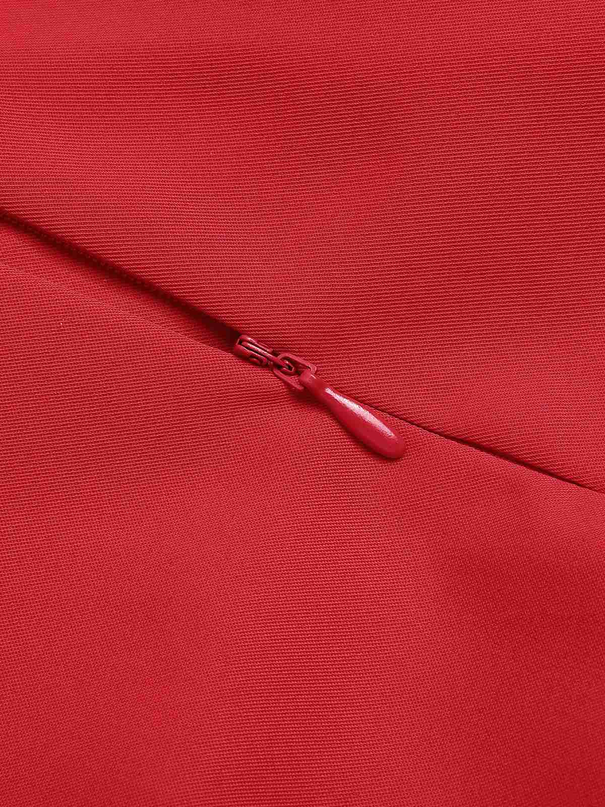 Red 1930s Solid Lapel Wide Leg Jumpsuit - Image 4