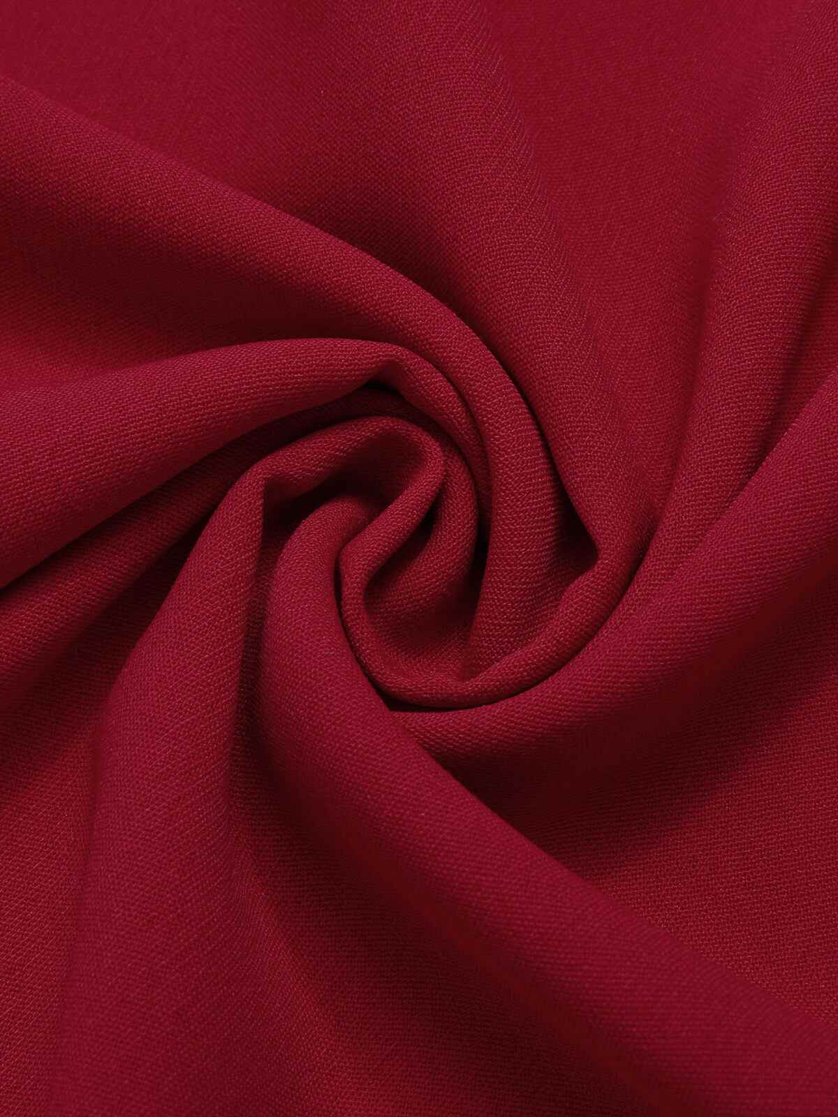 Red 1930s Solid Wasit Tie V-Neck Jumpsuit - Image 7