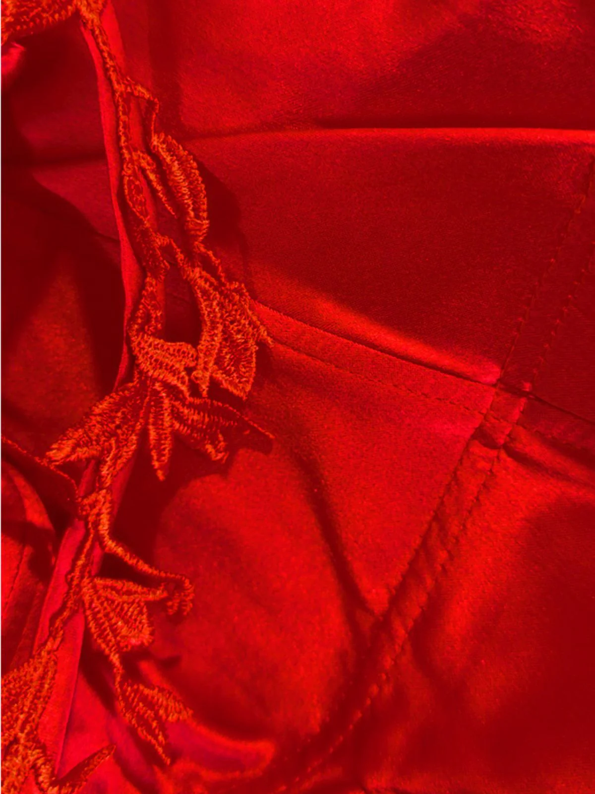 Red 1930s Spaghetti Strap Lace Tulle Maxi Dress - Image 5