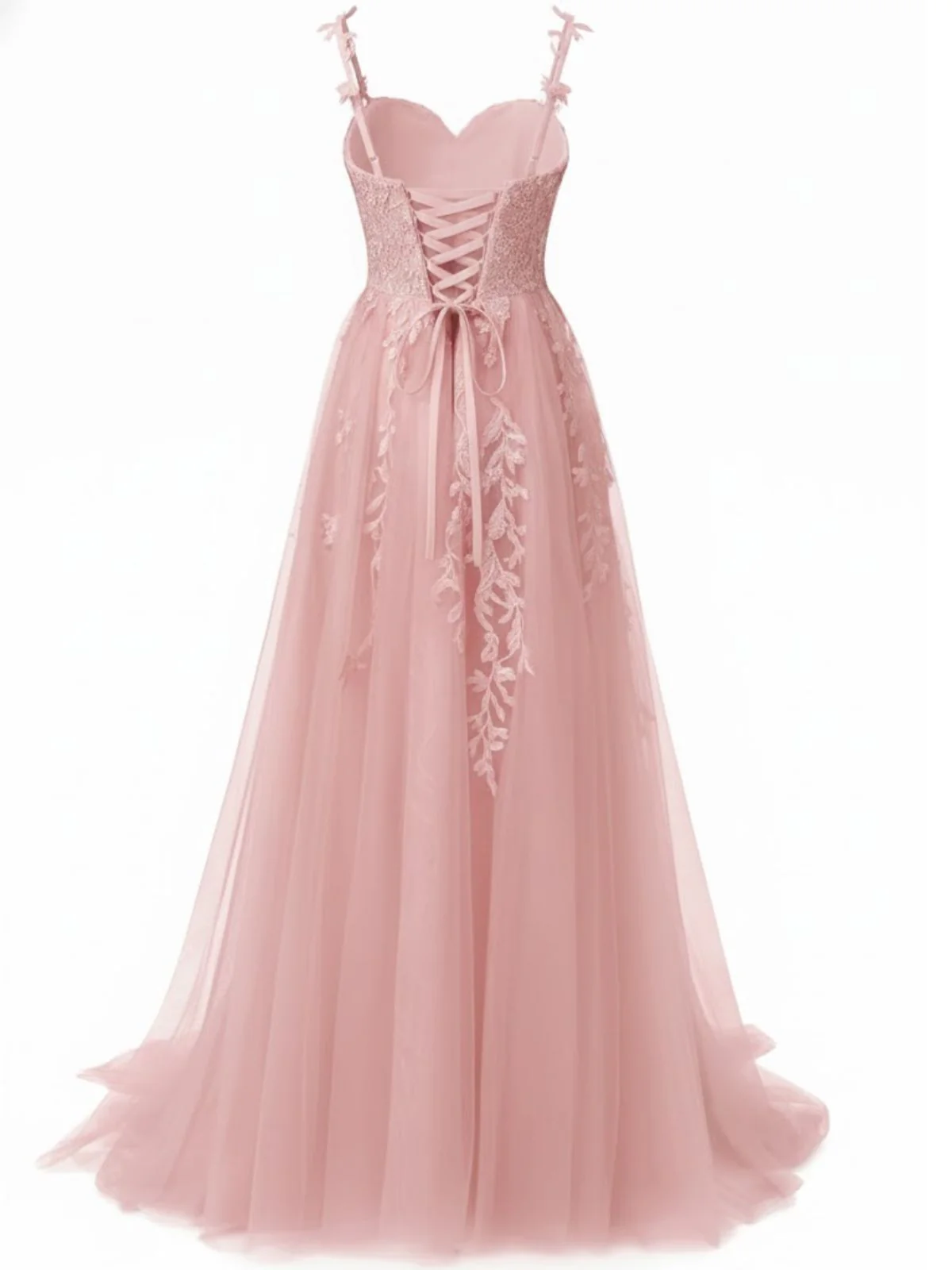 Red 1930s Spaghetti Strap Lace Tulle Maxi Dress - Image 7