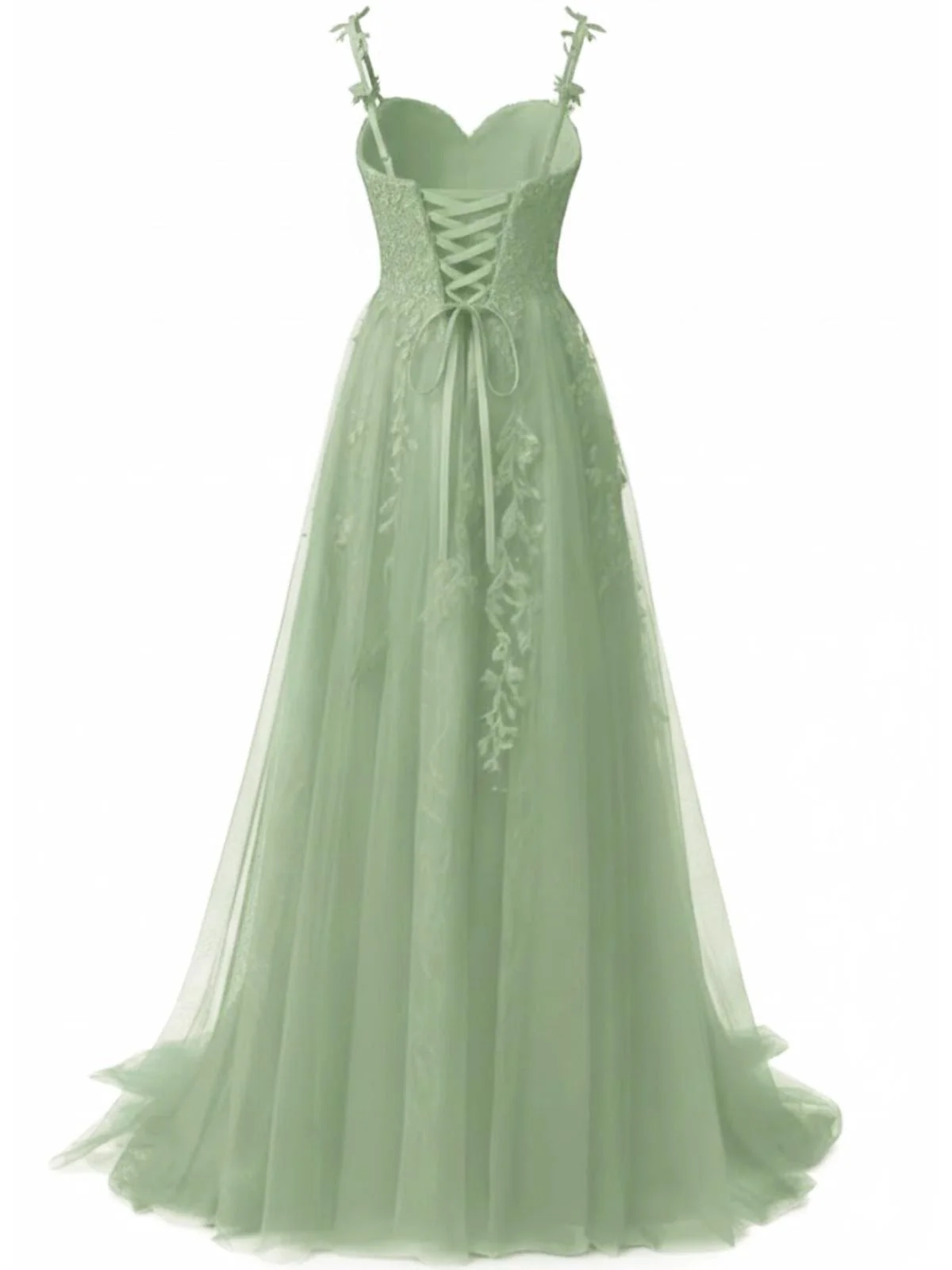 Red 1930s Spaghetti Strap Lace Tulle Maxi Dress - Image 9