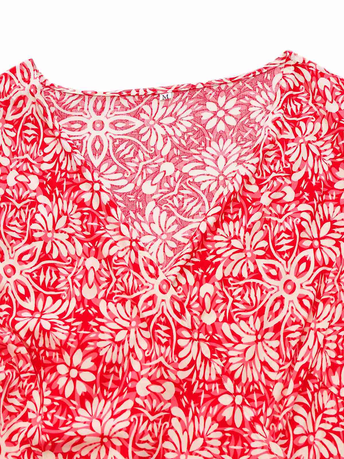 Red 1940s Boho Floral Wrap Dress - Image 3