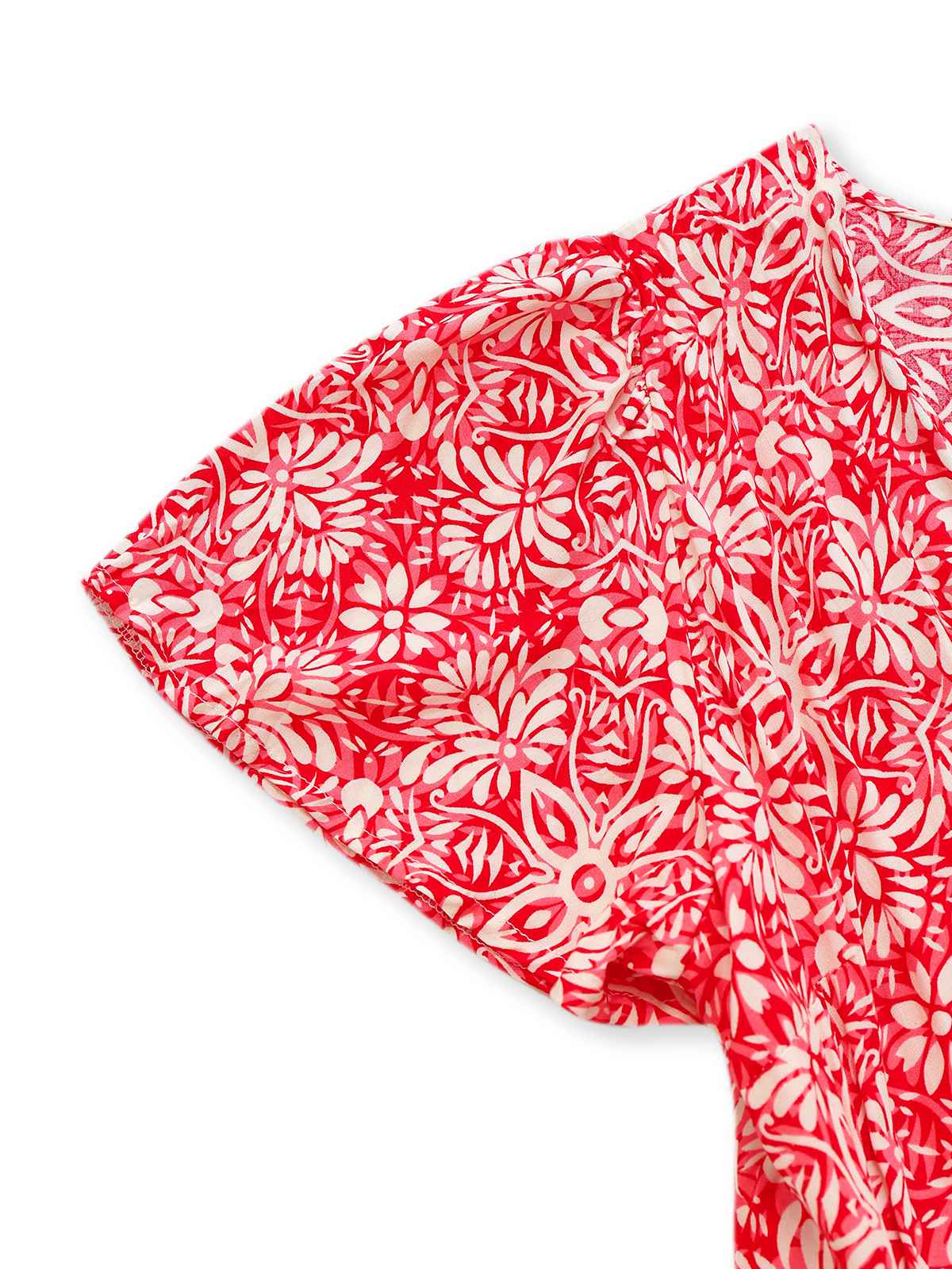 Red 1940s Boho Floral Wrap Dress - Image 4