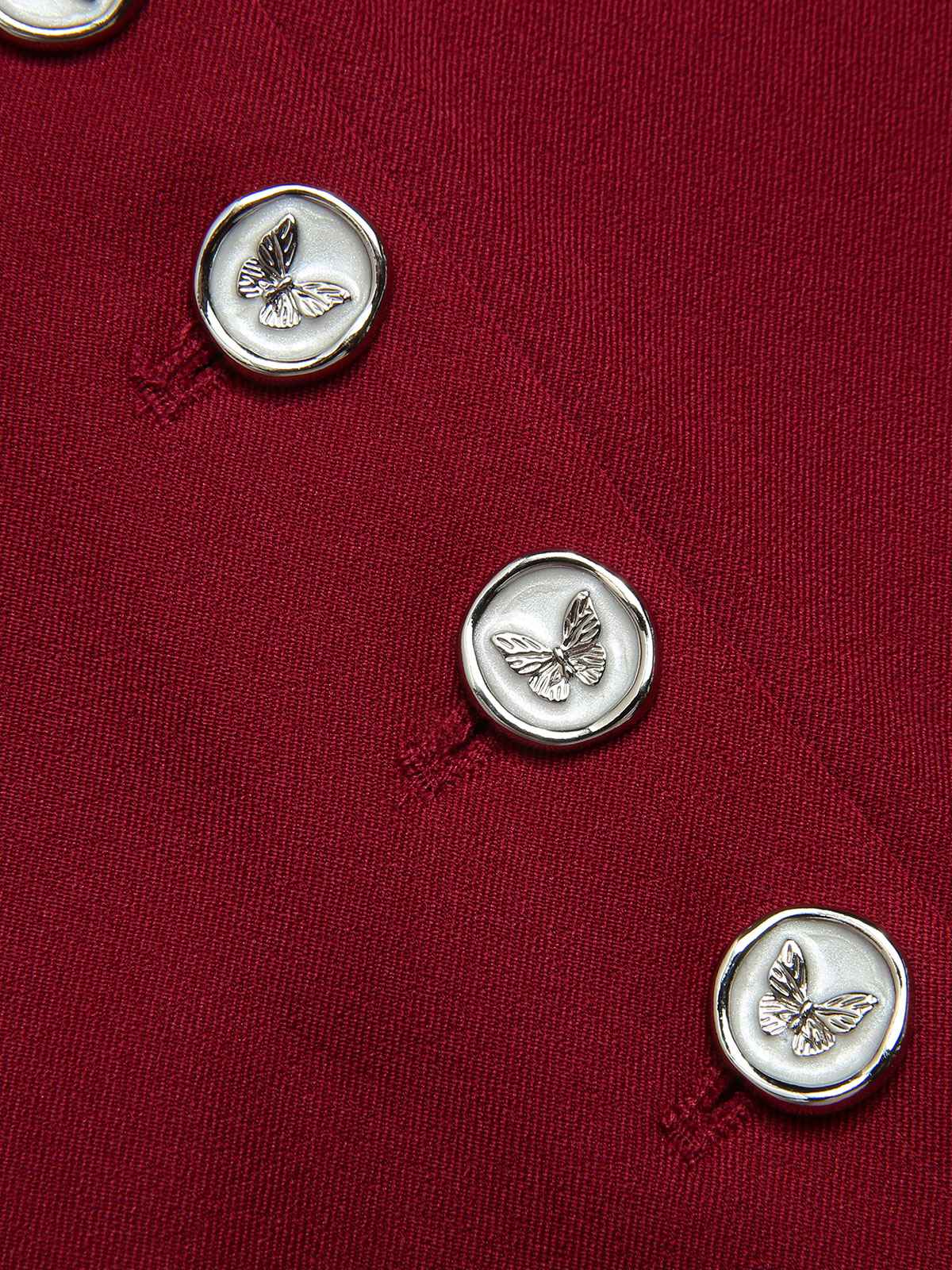 Red 1940s Buttoned Solid Skirt - Image 3