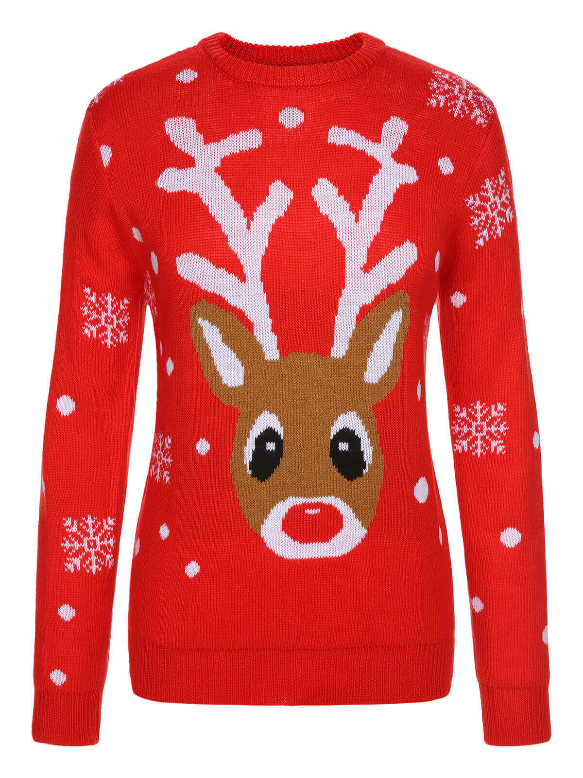 Red 1940s Christmas Reindeer Knit Sweater - Image 2