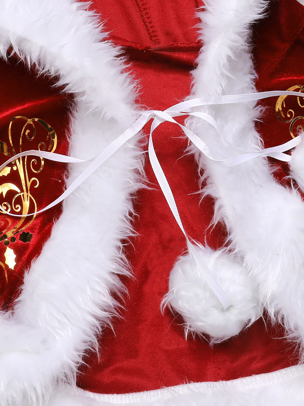 Red 1940s Christmas Velvet Hooded Cloak Dress - Image 4