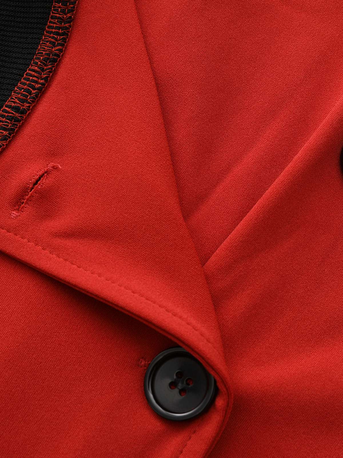 Red 1940s Diagonal Button Stand Collar Coat - Image 10