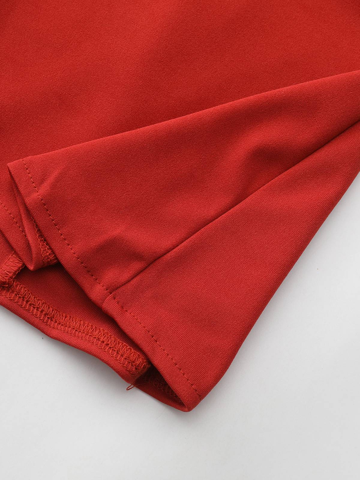 Red 1940s Diagonal Button Stand Collar Coat - Image 11