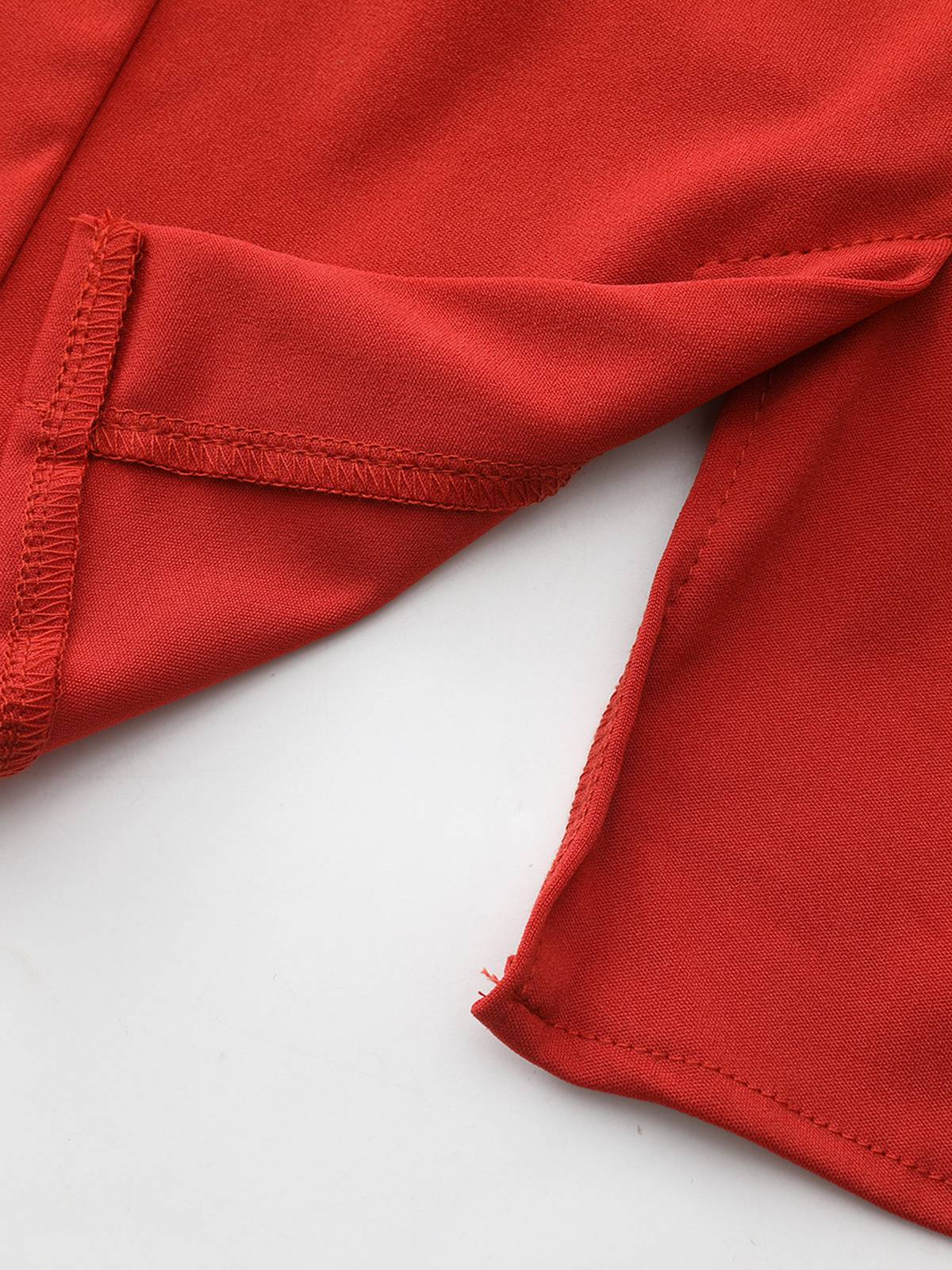 Red 1940s Diagonal Button Stand Collar Coat - Image 12