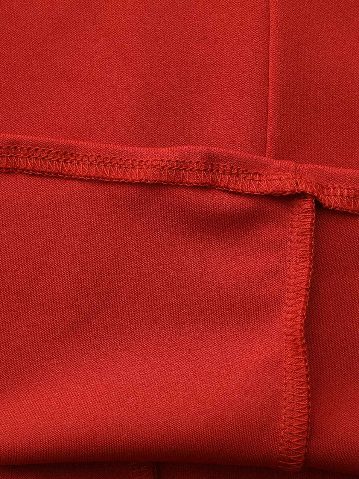Red 1940s Diagonal Button Stand Collar Coat - Image 13