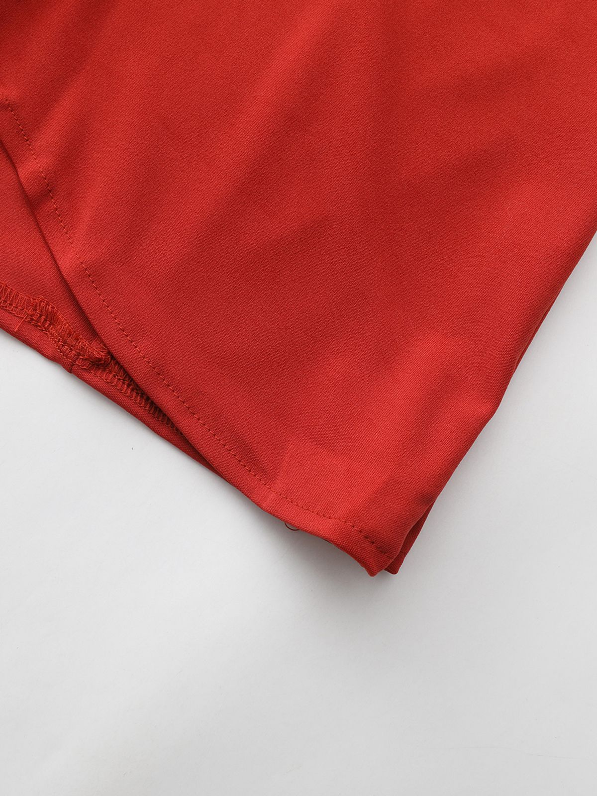 Red 1940s Diagonal Button Stand Collar Coat - Image 14